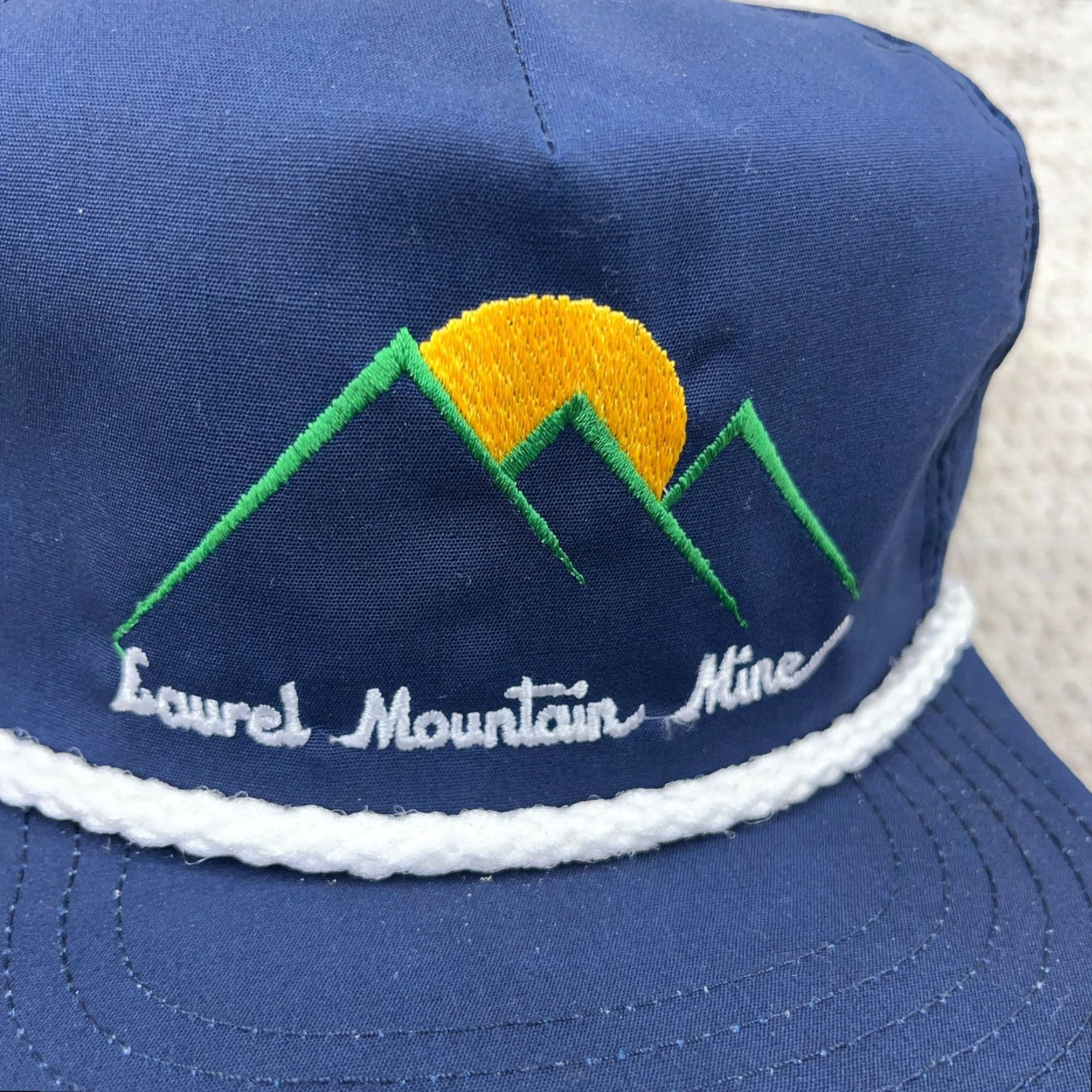 Coal VINTAGE Coal Mining Trucker Hat Cap Snapback 90s USA Rope Laurel Mountain Mine Hat Mens Trucker Hat Adjustable Blue Cotton Polyester Twill one size Size ONE SIZE - 2 Thumbnail