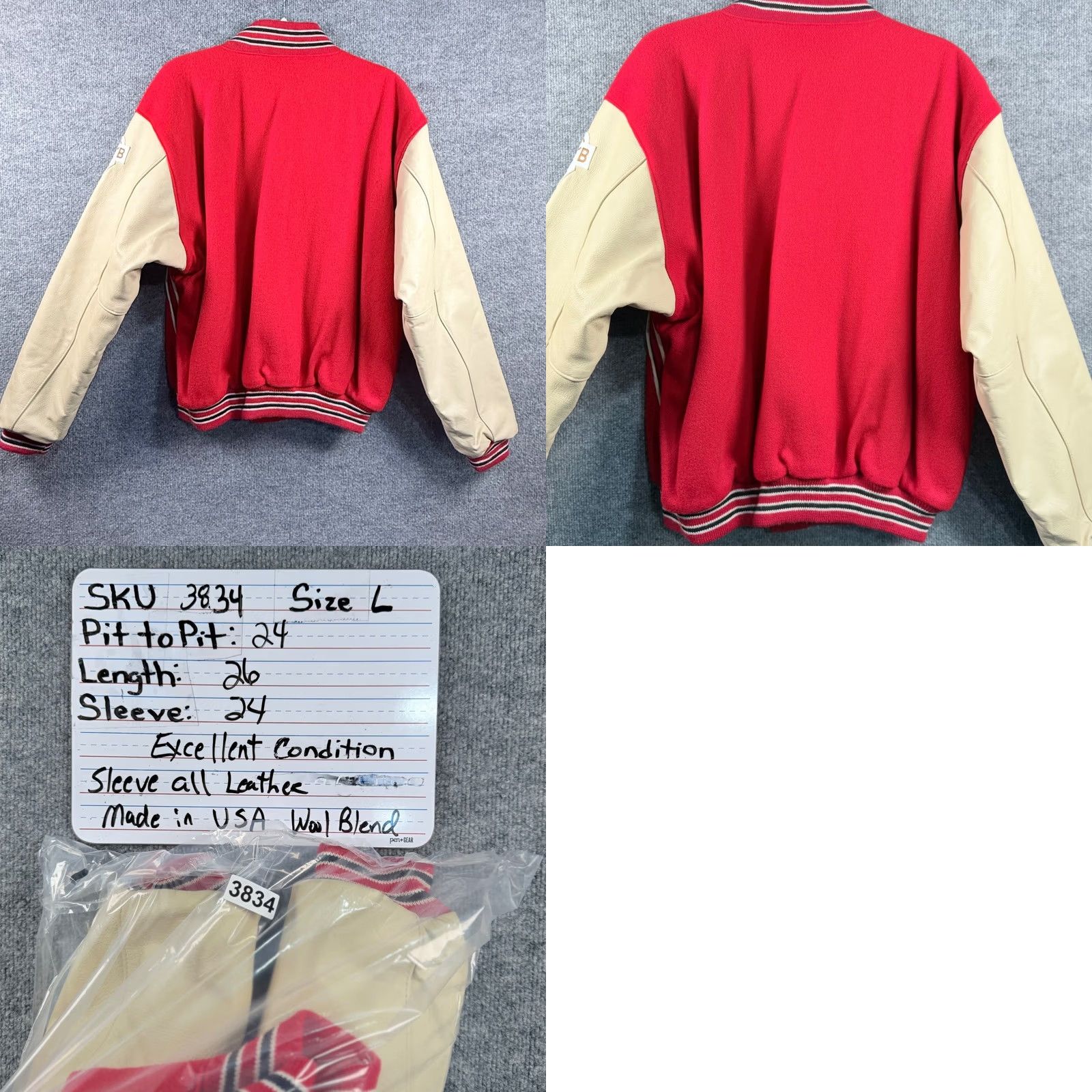 Vintage VINTAGE Elvis In Concert Hammacher Schlemmer varsity jacket Red Wool Leather TCB Made in USA L Mens Size US L / EU 52-54 / 3 - 8 Thumbnail