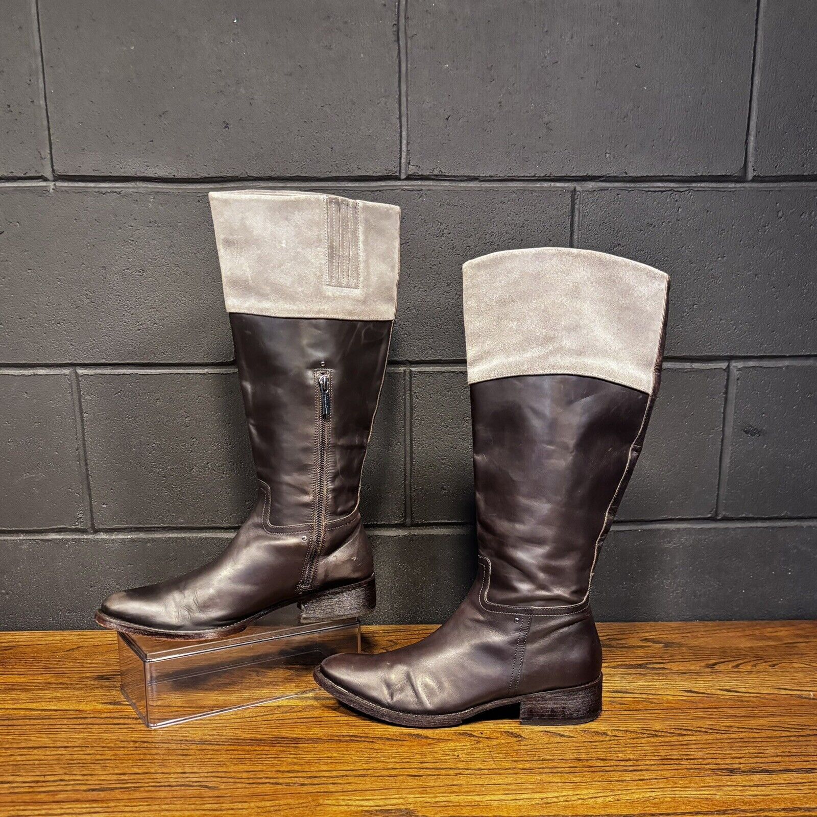 Kenneth Cole KENNETH COLE Rebellious Brown Leather Knee High Riding Boots Size US 9.5 / IT 39.5 - 1 Thumbnail