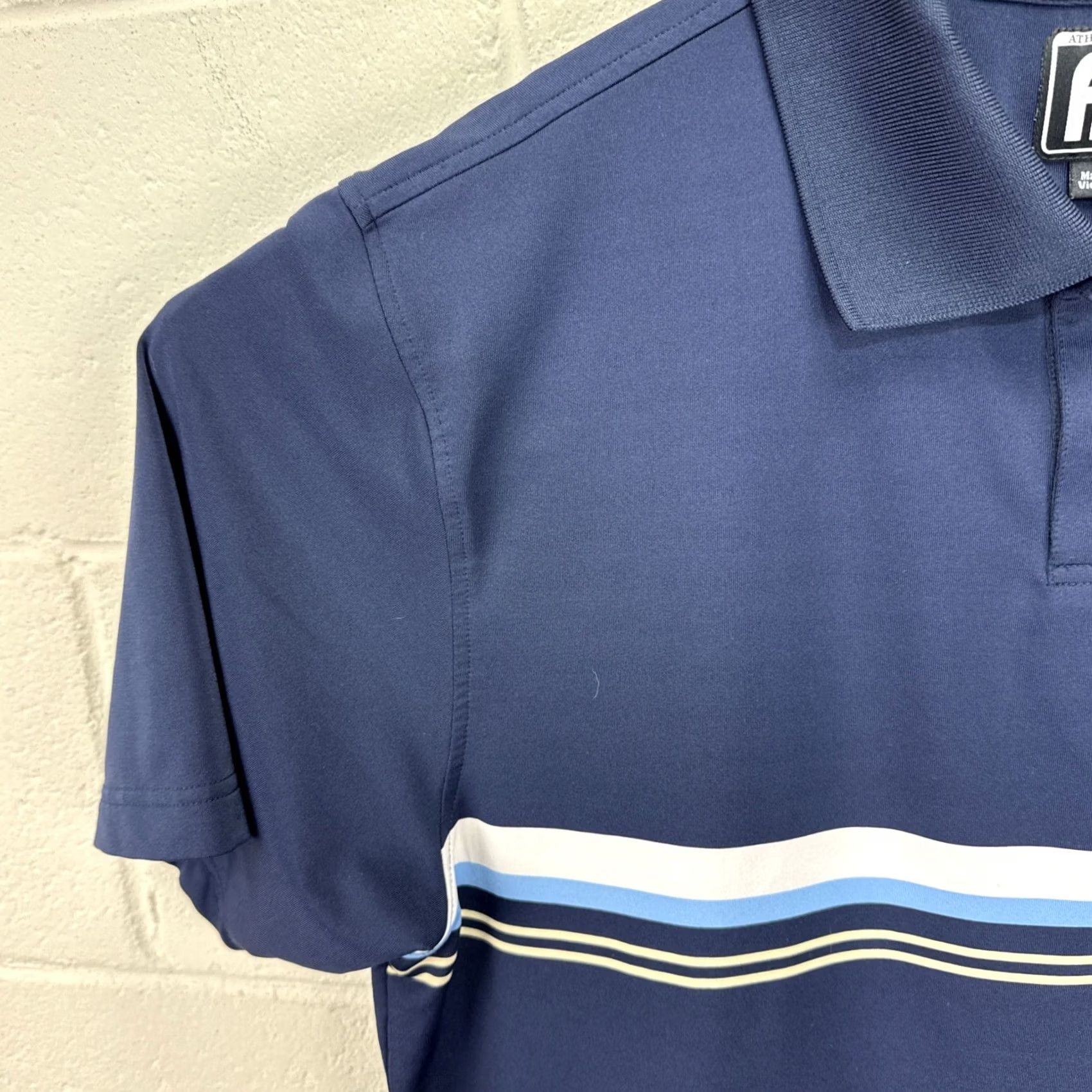 Footjoy FootJoy Golf Polo Short Sleeve Shirt Men Large Blue Knit Embroidered Logo Striped Regular Fit Button-Up VINTAGE: No Size US L / EU 52-54 / 3 - 4 Thumbnail