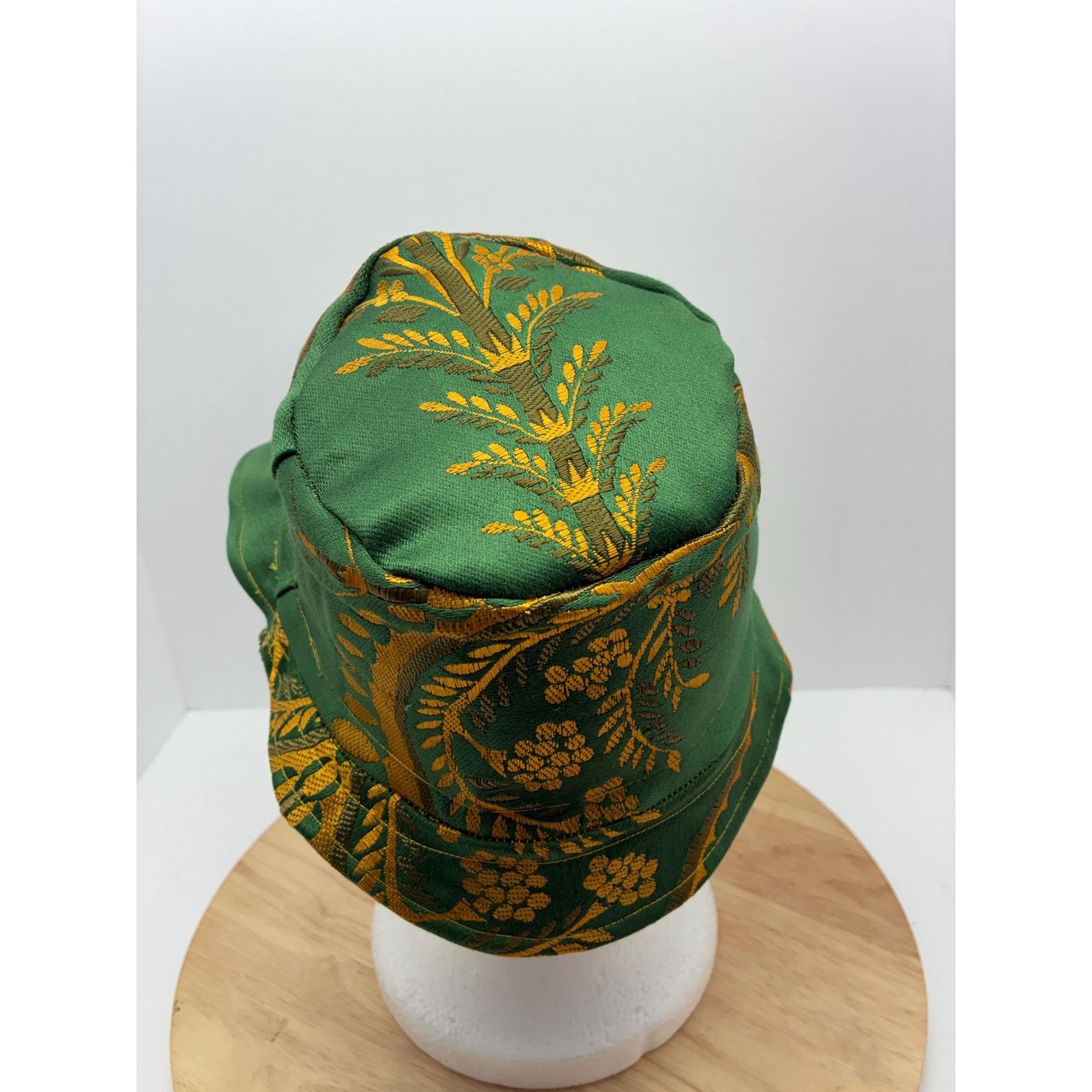Other Upcycled Tapestry Bucket Hat – Forest Green & Gold Floral Size ONE SIZE - 6 Thumbnail