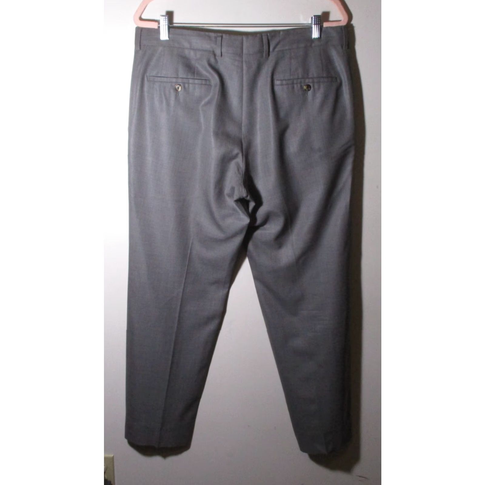 Hugo Boss HUGO BOSS Gray 100% Wool Flat Dress Pants Men's 36W 30L Bodysuit? Size 36R - 3 Thumbnail