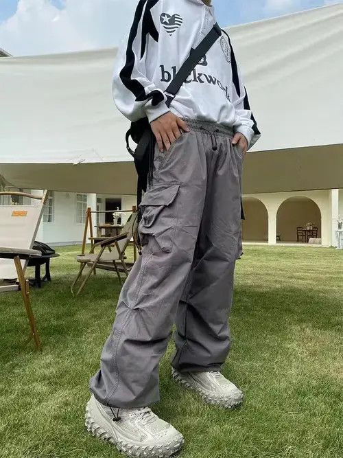 Straight Tube Multi Pocket Adjustable Drawcord Joggers
