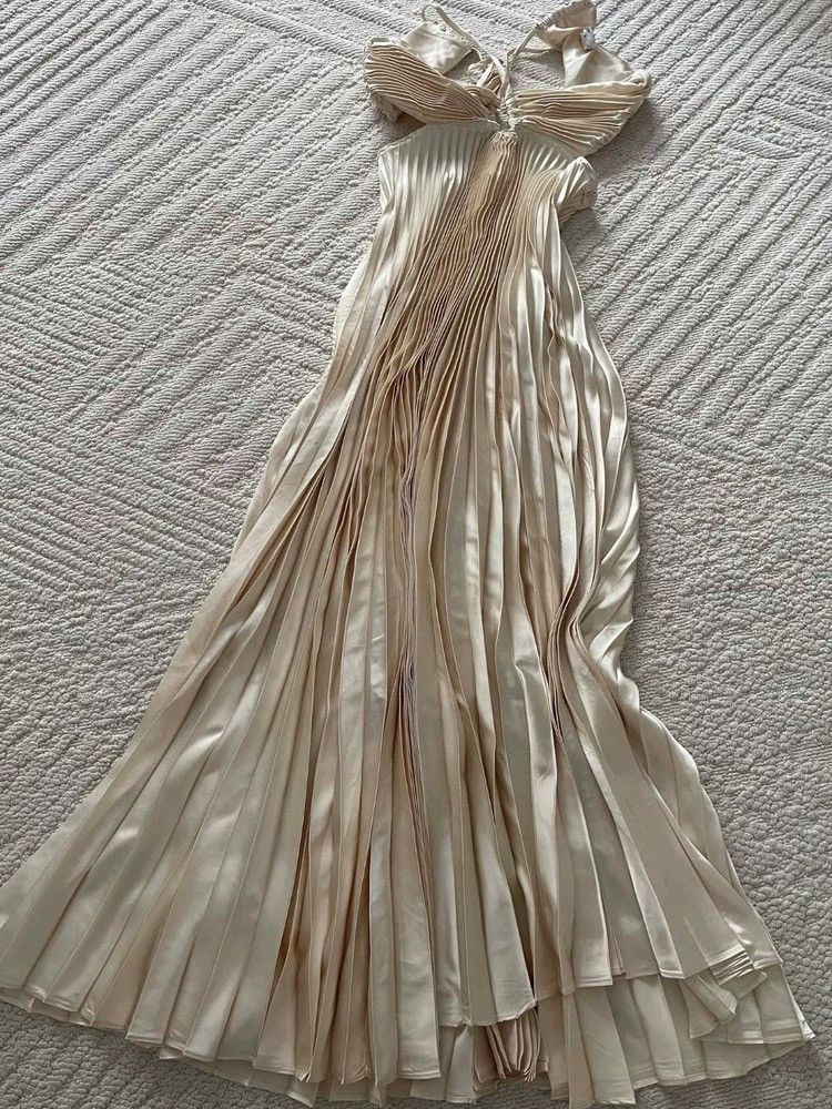 A.L.C Moira Pleated Cutout Maxi Dress
