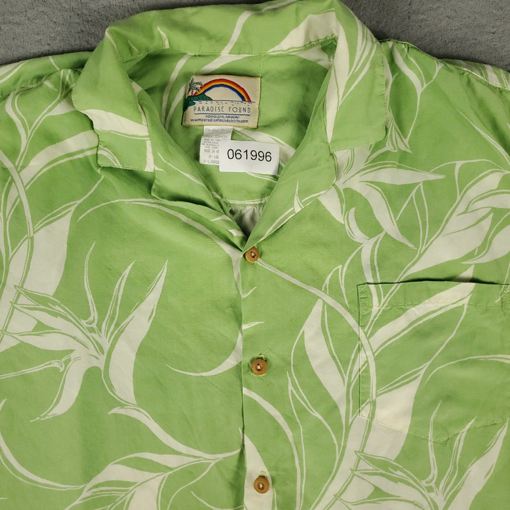 Paradise VINTAGE Paradise Men's Shirt XL Green Floral Hawaiian Button Up All Seasons Retro Size US XL / EU 56 / 4 - 2 Thumbnail