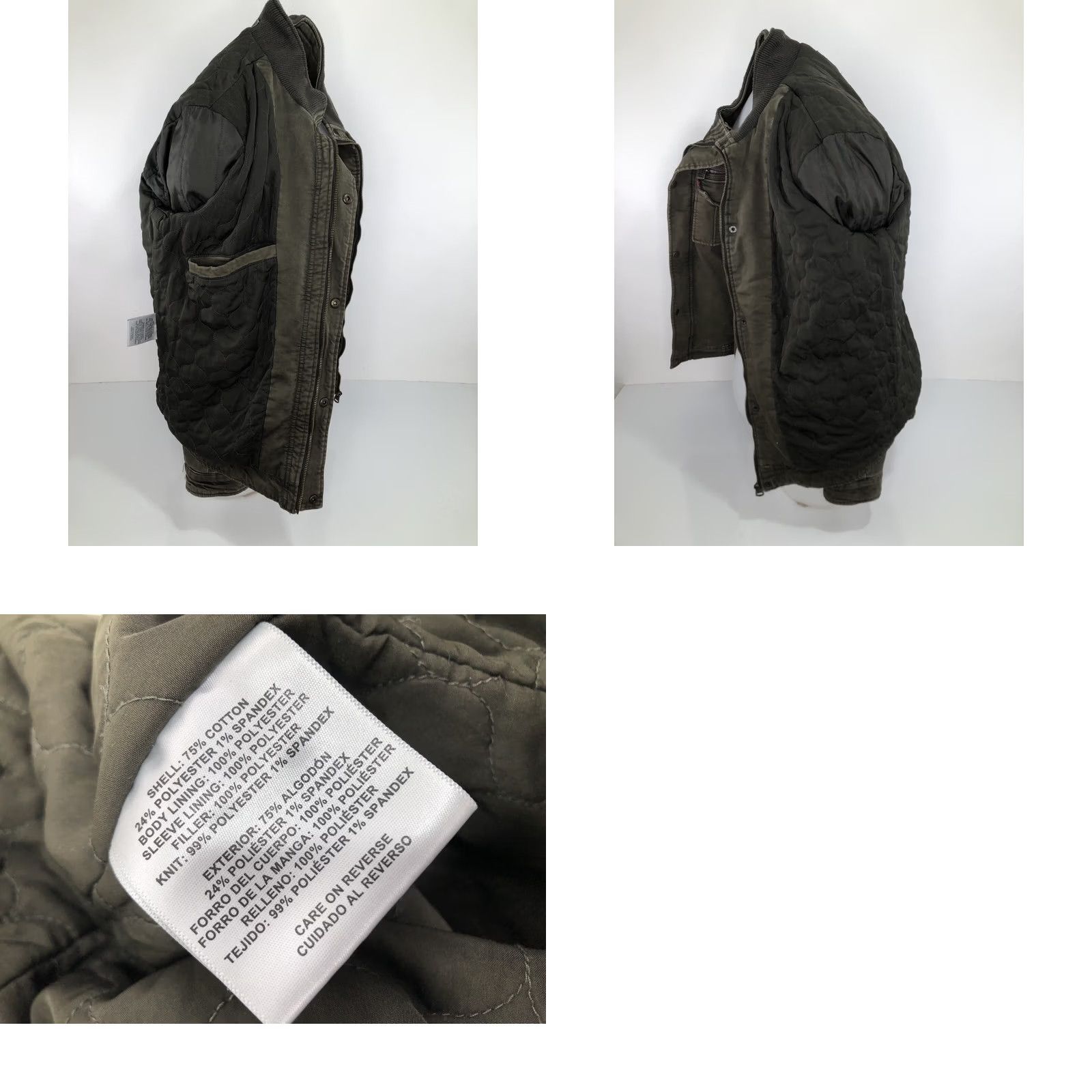 Levi's LEVI STRAUSS - QUILT LINED Military Jacket Trucker Heavy Duty Cotton Blend Dark Military Brownish Green Mens M Size US M / EU 48-50 / 2 - 8 Thumbnail