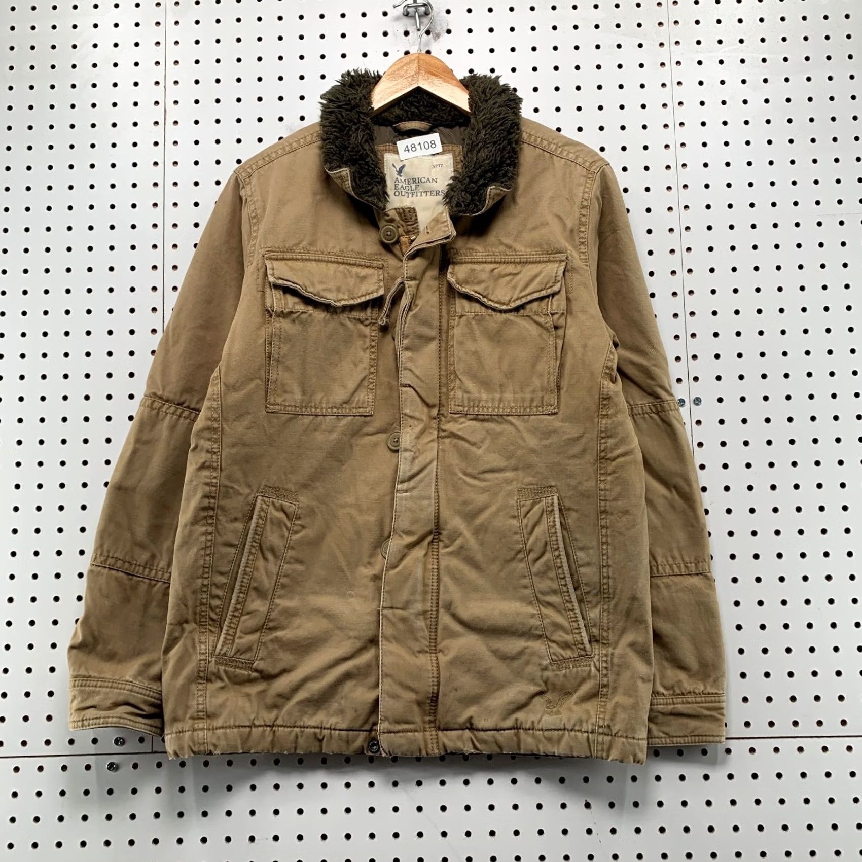 American Eagle Outfitters American Eagle Military Field Jacket Mens S Brown Sherpa Collar Khaki Army Jacket Mens S Brown Size US S / EU 44-46 / 1 - 2 Thumbnail