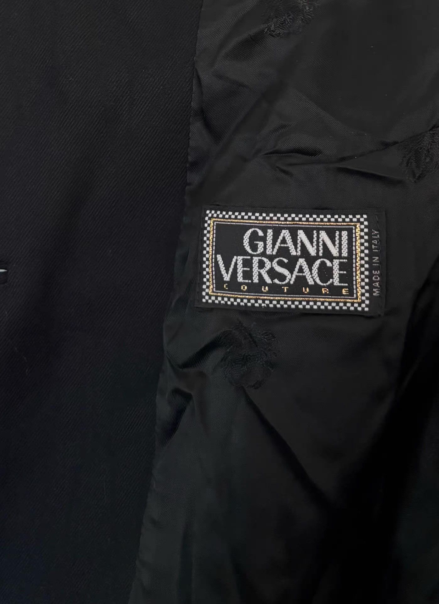 Versace Gianni Versace Men's Dark Pattern Wool Blazer Ｑ21 Size 46R - 8 Thumbnail