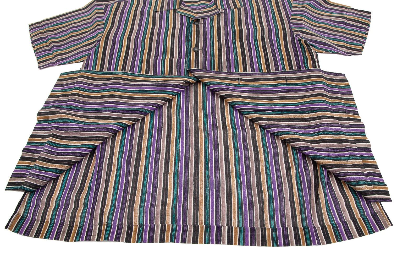 Issey Miyake Cotton Stripe Short Sleeve Shirt Multi M Size US M / EU 48-50 / 2 - 13 Thumbnail