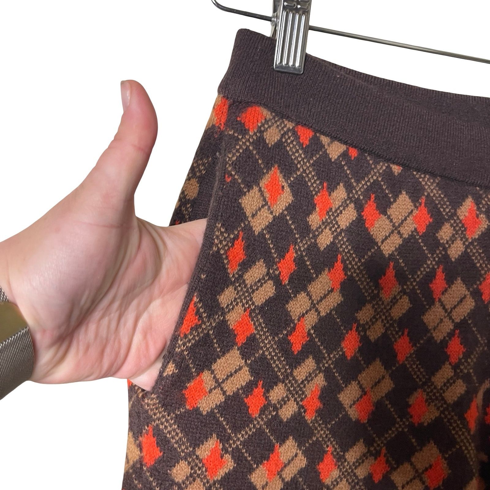 Other Lingua Franca Brown Wool Cashmere Knit Jacquard Pants XS Size 24" / US 00 / IT 34 - 6 Thumbnail