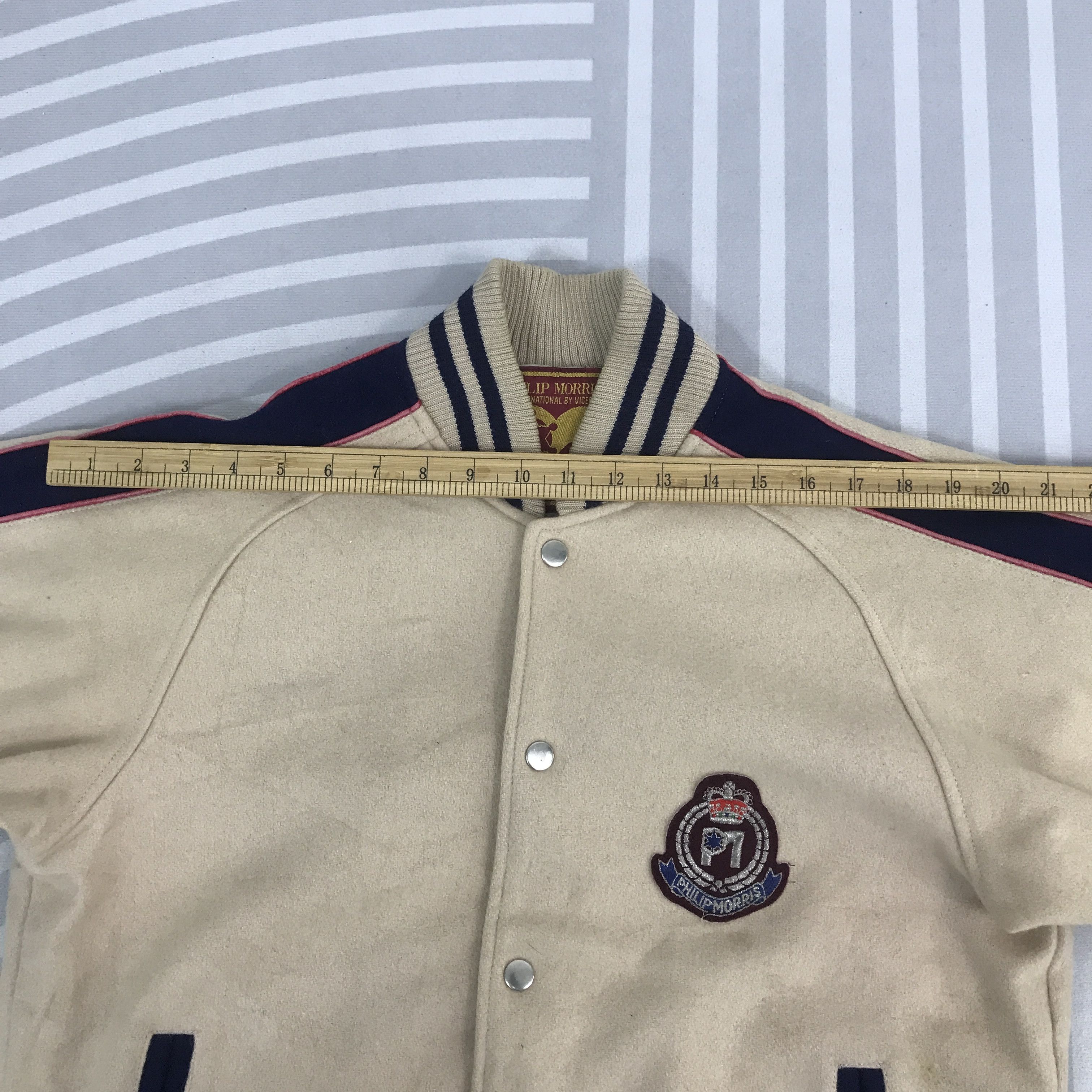 Japanese Brand × Vintage Vintage Philip Morris Wool varsity snap button Jacket Size US L / EU 52-54 / 3 - 5 Thumbnail