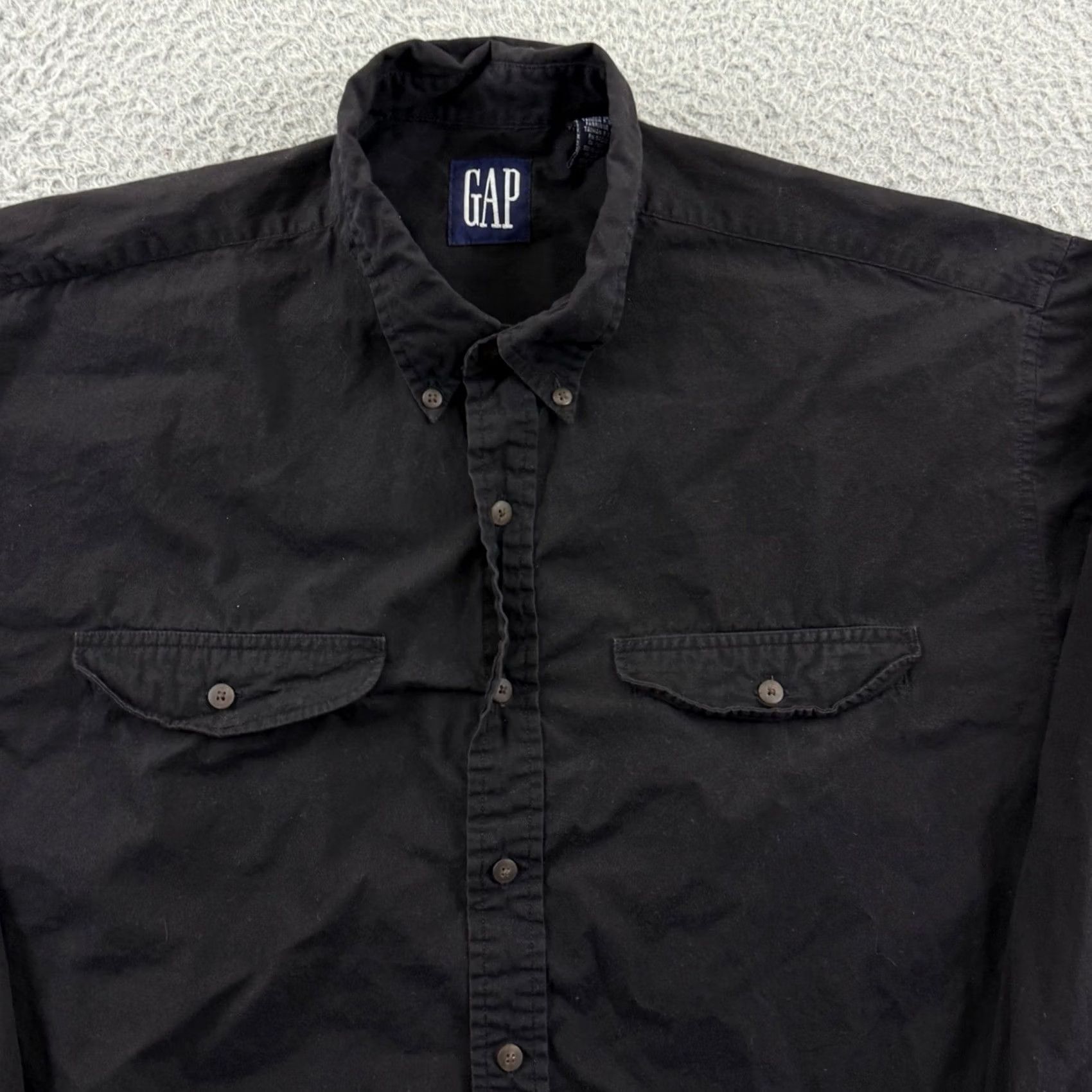 Gap VINTAGE Gap Shirt Mens Large Black 90s Long Sleeve Button Up Casual Preppy Boho Denim Cotton Cardigan? Size US L / EU 52-54 / 3 - 3 Thumbnail