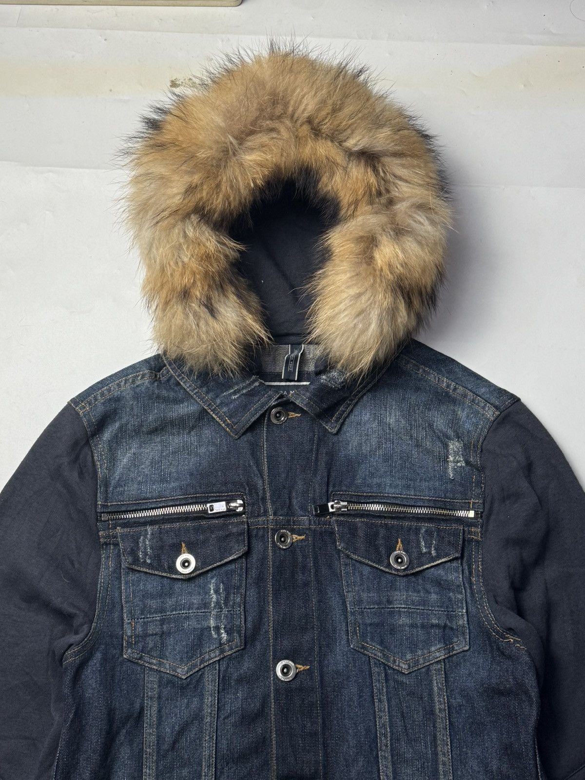 If Six Was Nine × Japanese Brand × Le Grande Bleu (L.G.B.) Fur Denim Hybrid Hoodie Zaraman Size US M / EU 48-50 / 2 - 3 Thumbnail