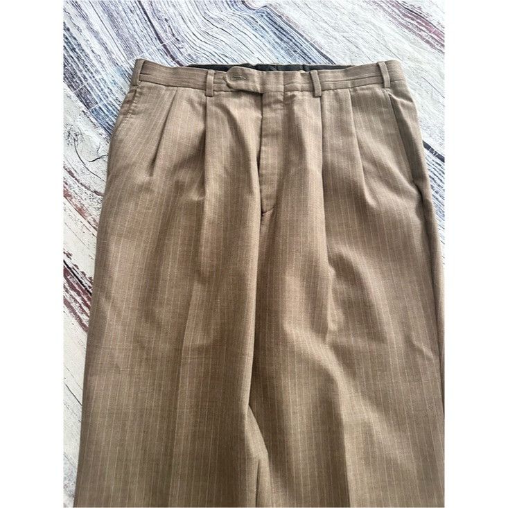 Lands' End Vintage Lands’ End 100% Wool Tailored Pleat Front Dress Pant Size US 35 - 3 Thumbnail