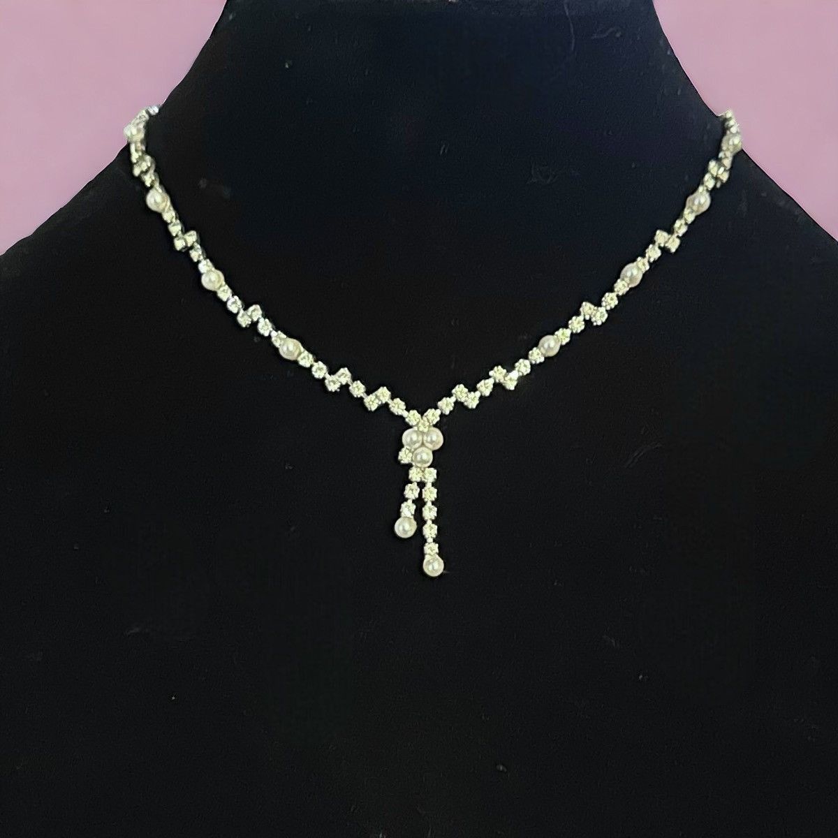 Vintage Vintage zig zag tennis necklace with pearls Size ONE SIZE - 1 Thumbnail
