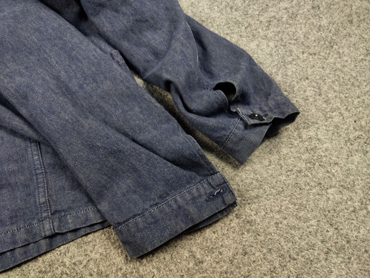 Vintage Vintage 70's Lutteurs Denim French Work Blue Sanfor Jacket Size US L / EU 52-54 / 3 - 16 Thumbnail