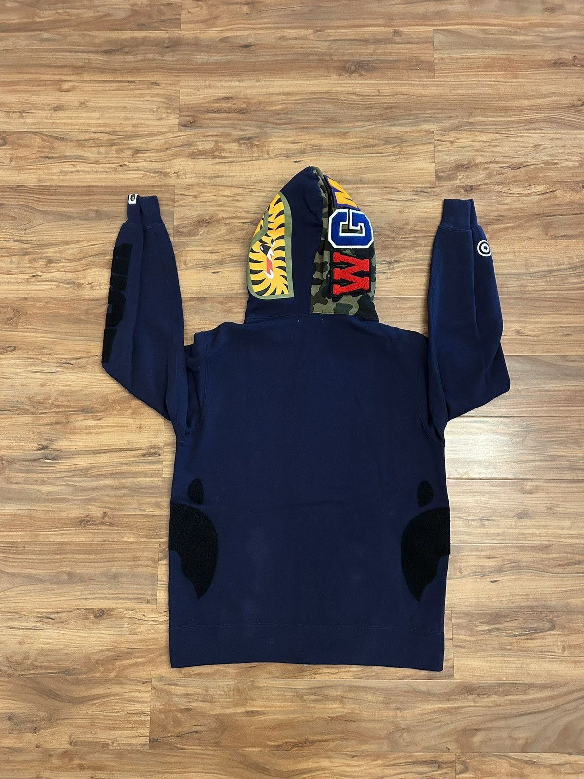 Bape Bape Navy/Green Camo Detachable Shark Full Zip Hoodie Size US XXL / EU 58 / 5 - 6 Thumbnail