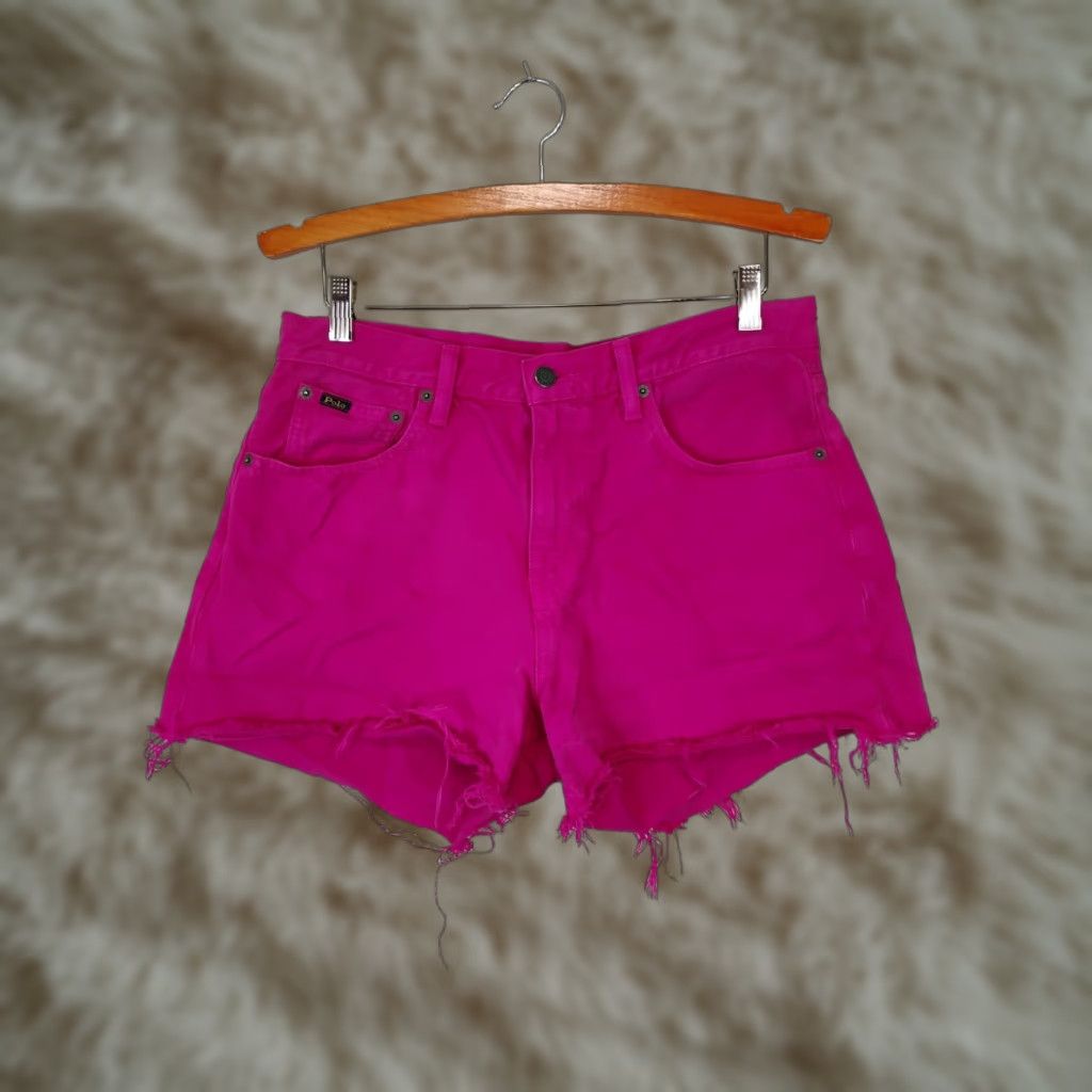 Polo Ralph Lauren VINTAGE Polo Ralph Lauren Crosby Relaxed Shorts 32 Pink Denim Barbie Frayed Raw Hem 5-Pocket Women's Shorts Size 24" / US 00 / IT 34 - 1 Thumbnail