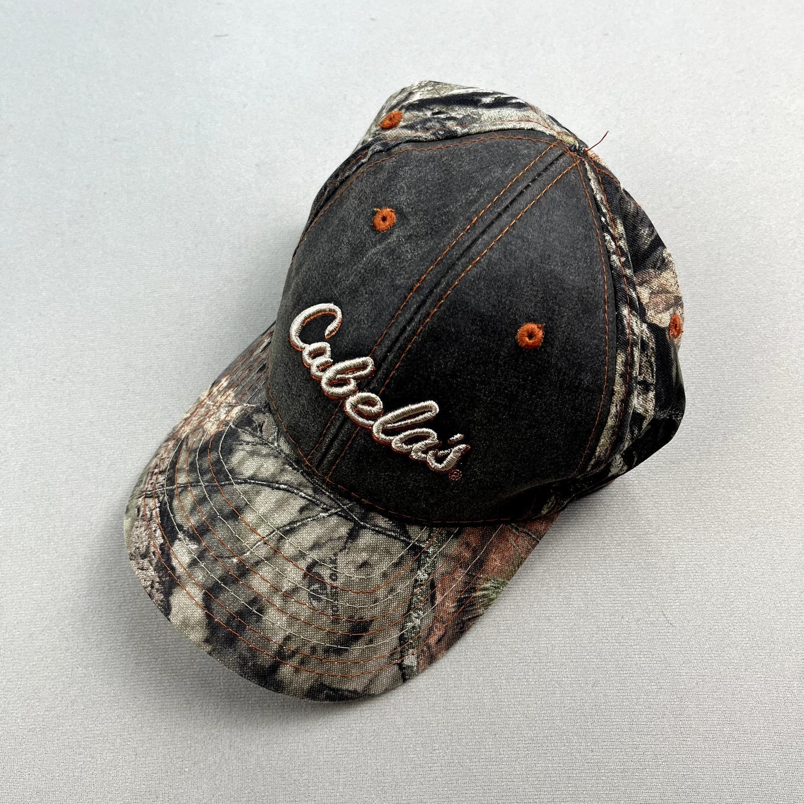 Cabelas Hat Cap One Size Olive Green Yellow Embroidered Adjustable Strap  Back 