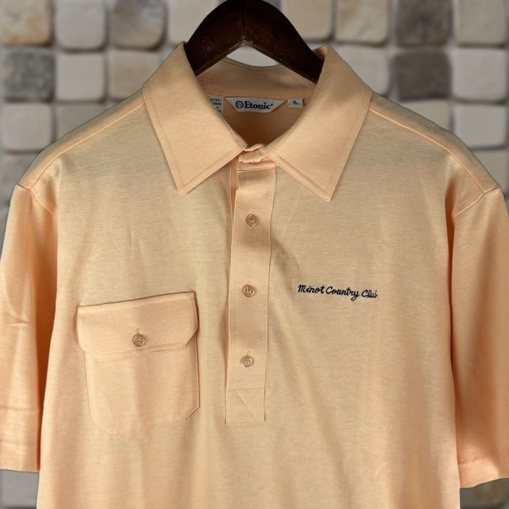 Vintage VTG Entonic Golf Polo Mens Large Orange Peach Minot Country Club 70s 80s Size US L / EU 52-54 / 3 - 1 Thumbnail