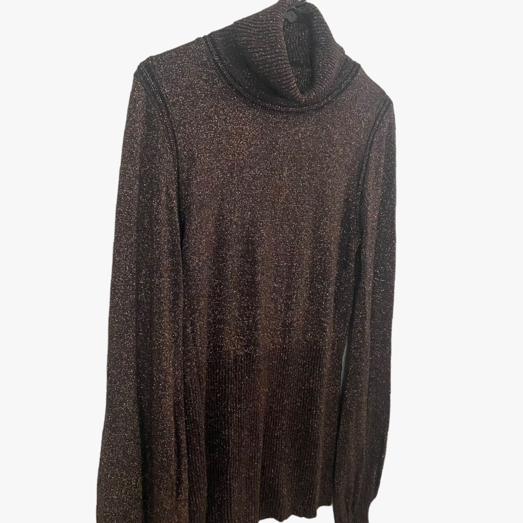 Vintage Kaily K Brown Metallic Thread Turtleneck Sweater Long Sleeve Women’s Large Size L / US 10 / IT 46 - 4 Thumbnail