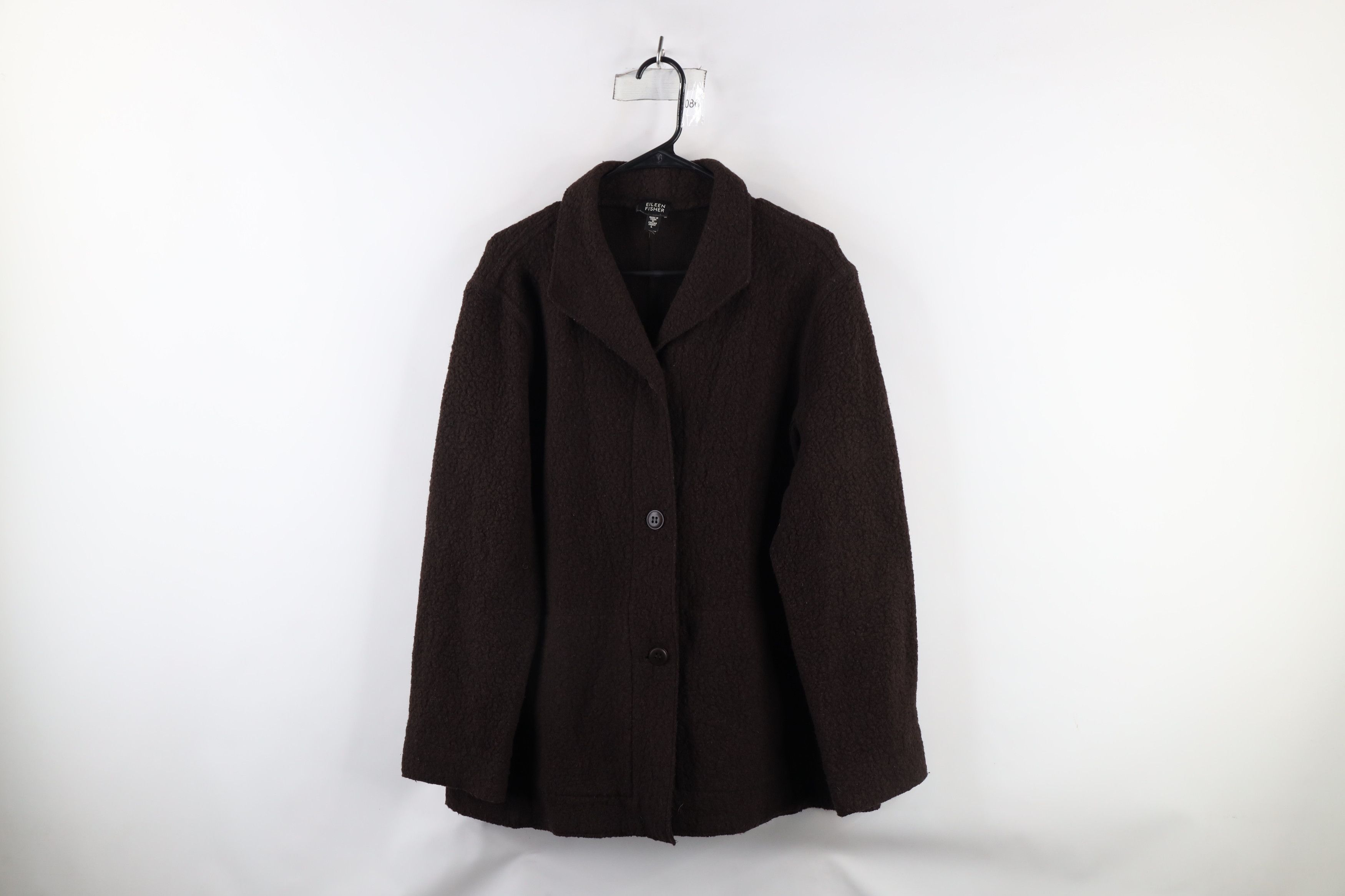 Eileen Fisher × Vintage Eileen Fisher Virgin Wool Blend Sweater Jacket Brown Size L / US 10 / IT 46 - 1 Thumbnail
