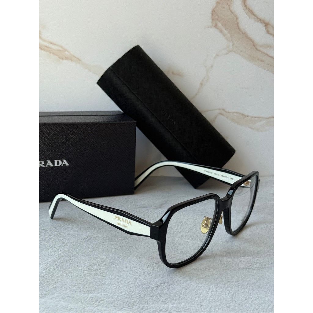 Prada NEW Prada PR B07VD Black White Eyeglasses Frames Size ONE SIZE - 5 Thumbnail