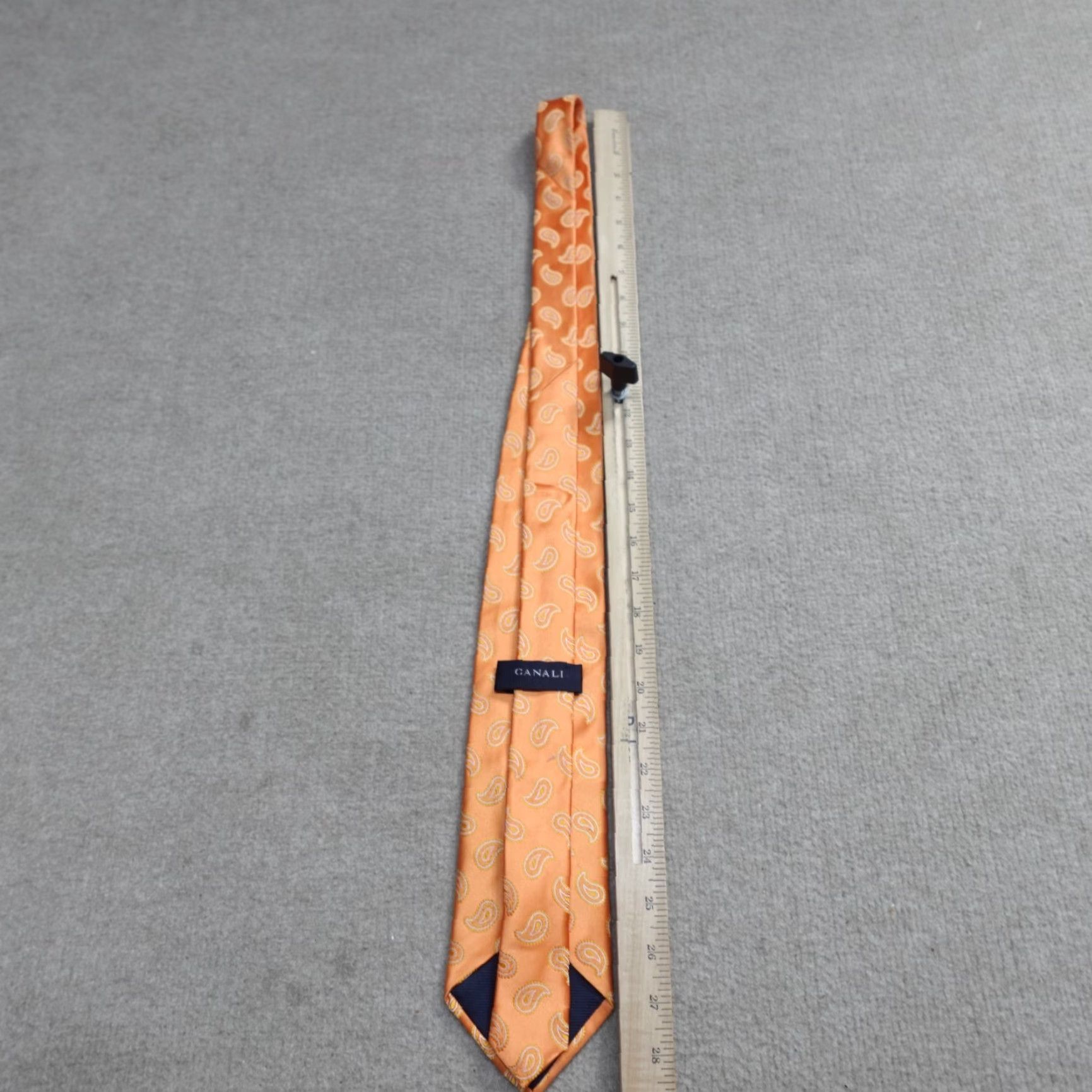 Canali Canali Tie Orange Silk Classic Jacquard Paisley All Over Silk Size ONE SIZE - 3 Thumbnail