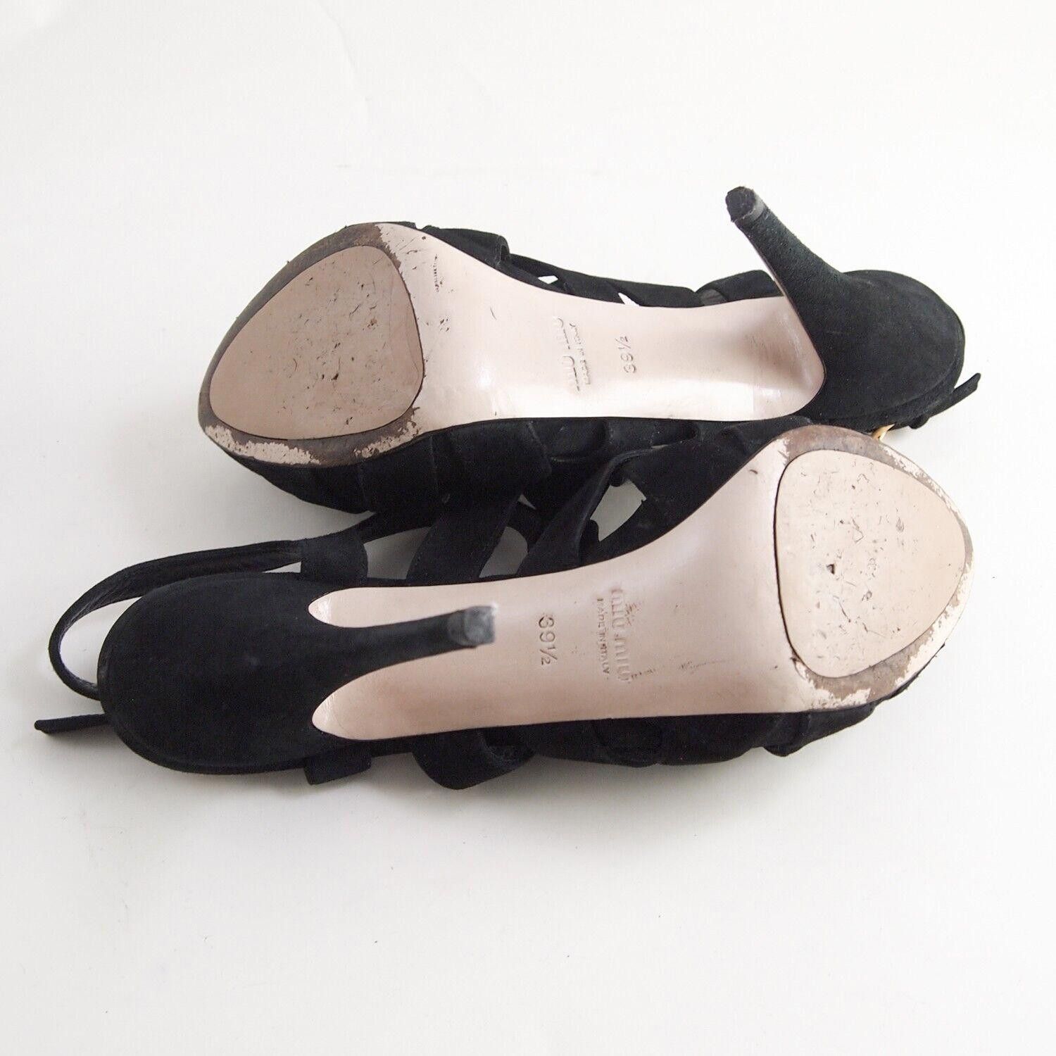 Miu Miu Miu Miu Cage Sandal High Heel Black Suede US 9.5 EU 39.5 Size US 9.5 / IT 39.5 - 7 Thumbnail