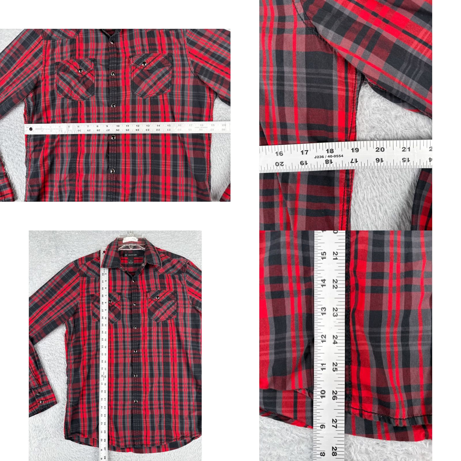 Vintage INC International Concepts Shirt Mens XL Red Plaid Pearl Snap Western Button-Up Cap Collar Size US XL / EU 56 / 4 - 8 Thumbnail