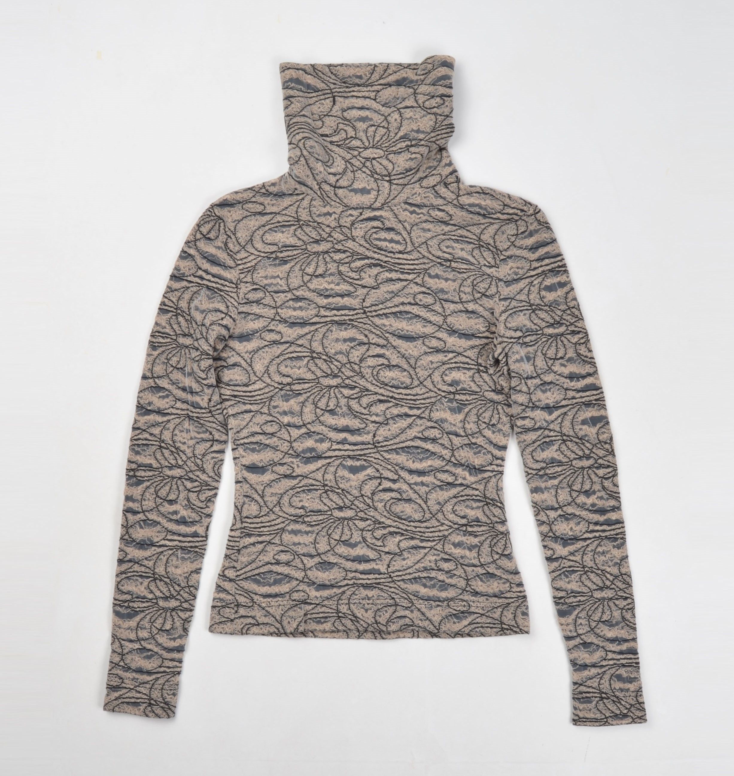 Designer × Vintage Vintage Smoothly Mesh Embroidered Turtleneck Top Size S / US 4 / IT 40 - 1 Thumbnail