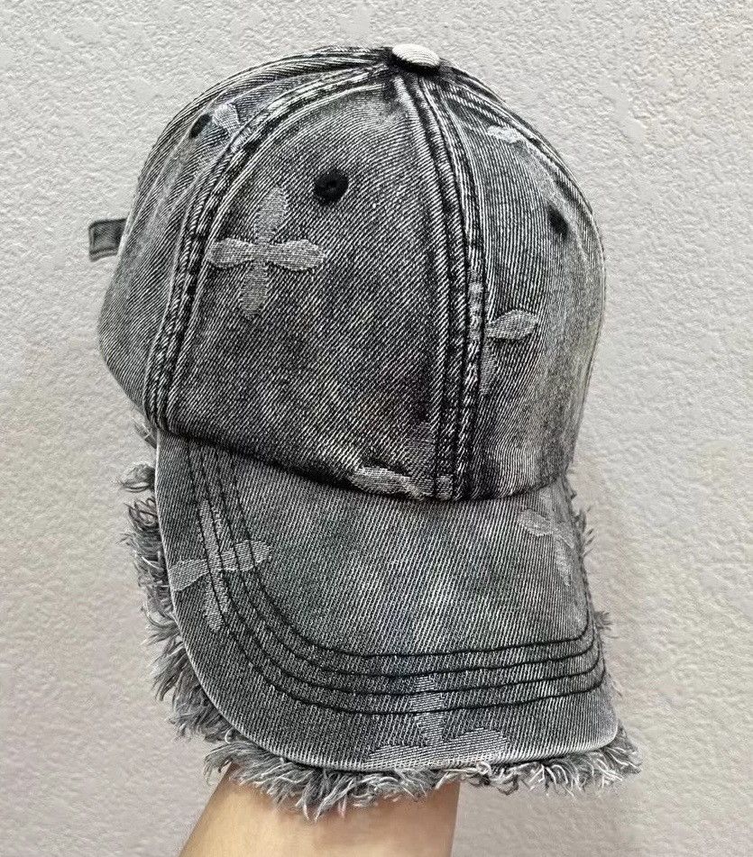 Japanese Brand Vintage rare washed jacquard frayed fringe denim cap Size ONE SIZE - 5 Thumbnail