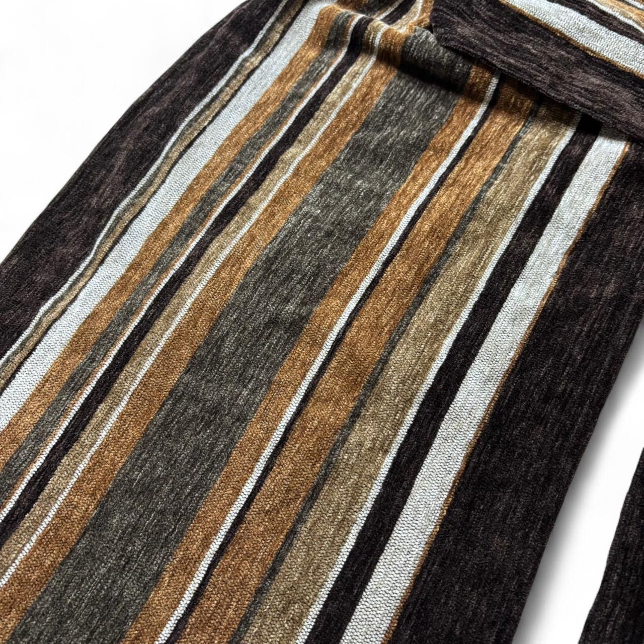 Vintage Vintage Striped Brown Jacquard Scarf With Fringe Trim Size ONE SIZE - 3 Thumbnail