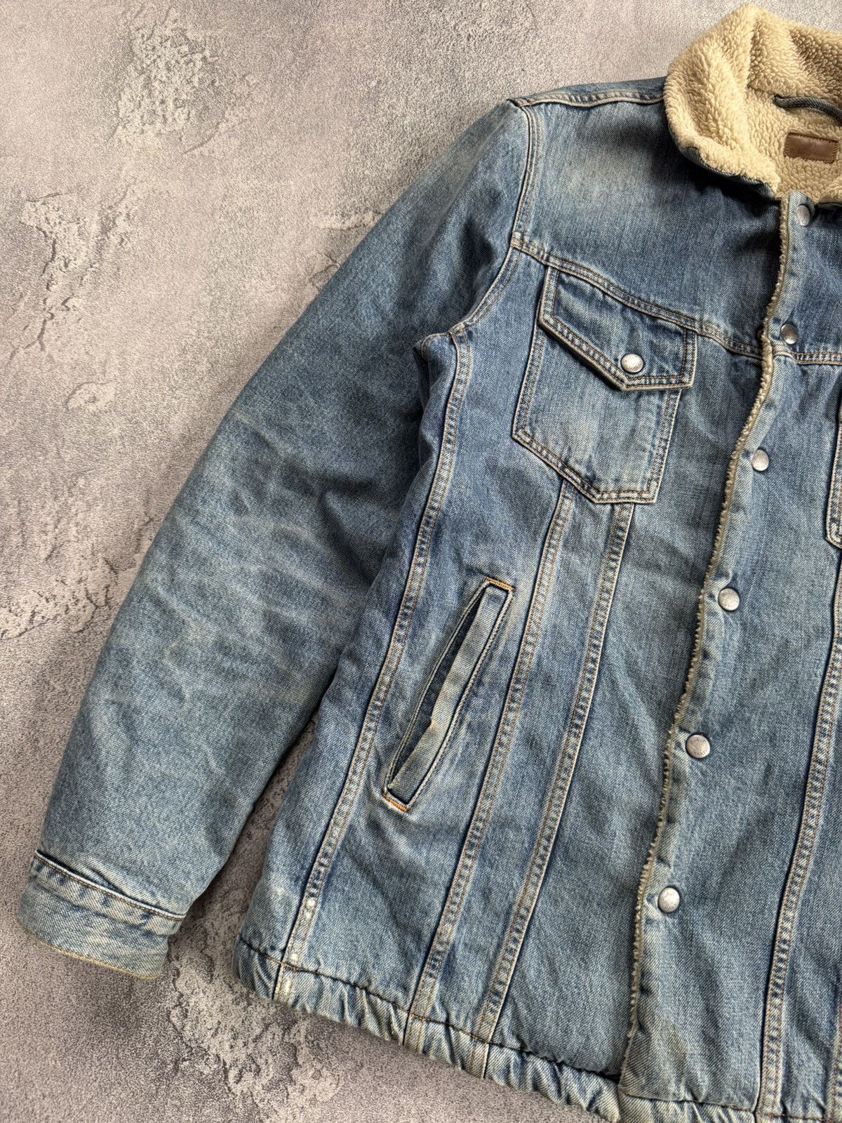 Nudie Jeans × Vintage Nudie Jeans co M denim Sherpa jacket lenny tangerine blue Size US M / EU 48-50 / 2 - 7 Thumbnail