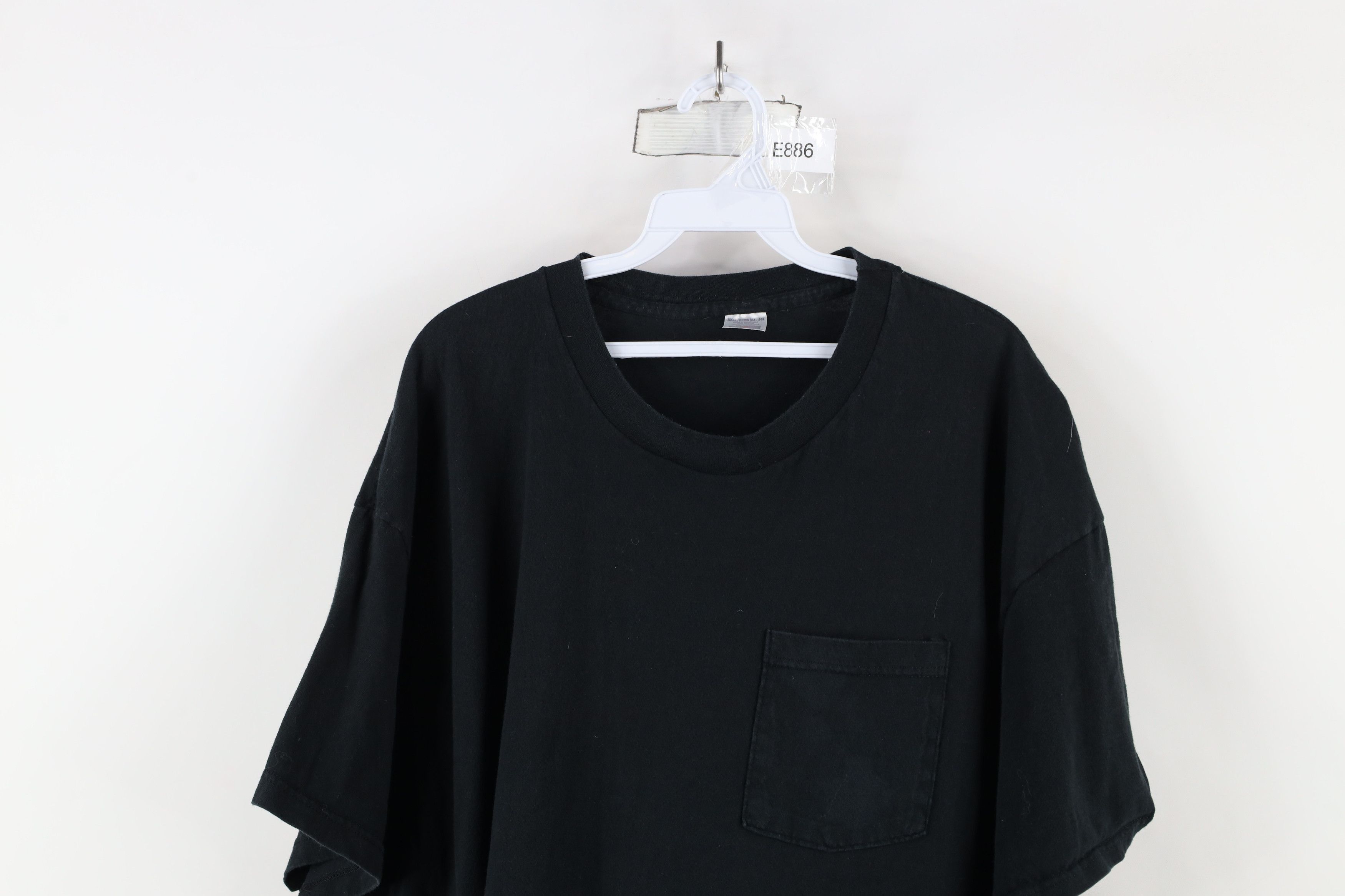 Vintage Vintage 90s Streetwear Blank Cotton Pocket T-Shirt Black Size US XXL / EU 58 / 5 - 2 Thumbnail