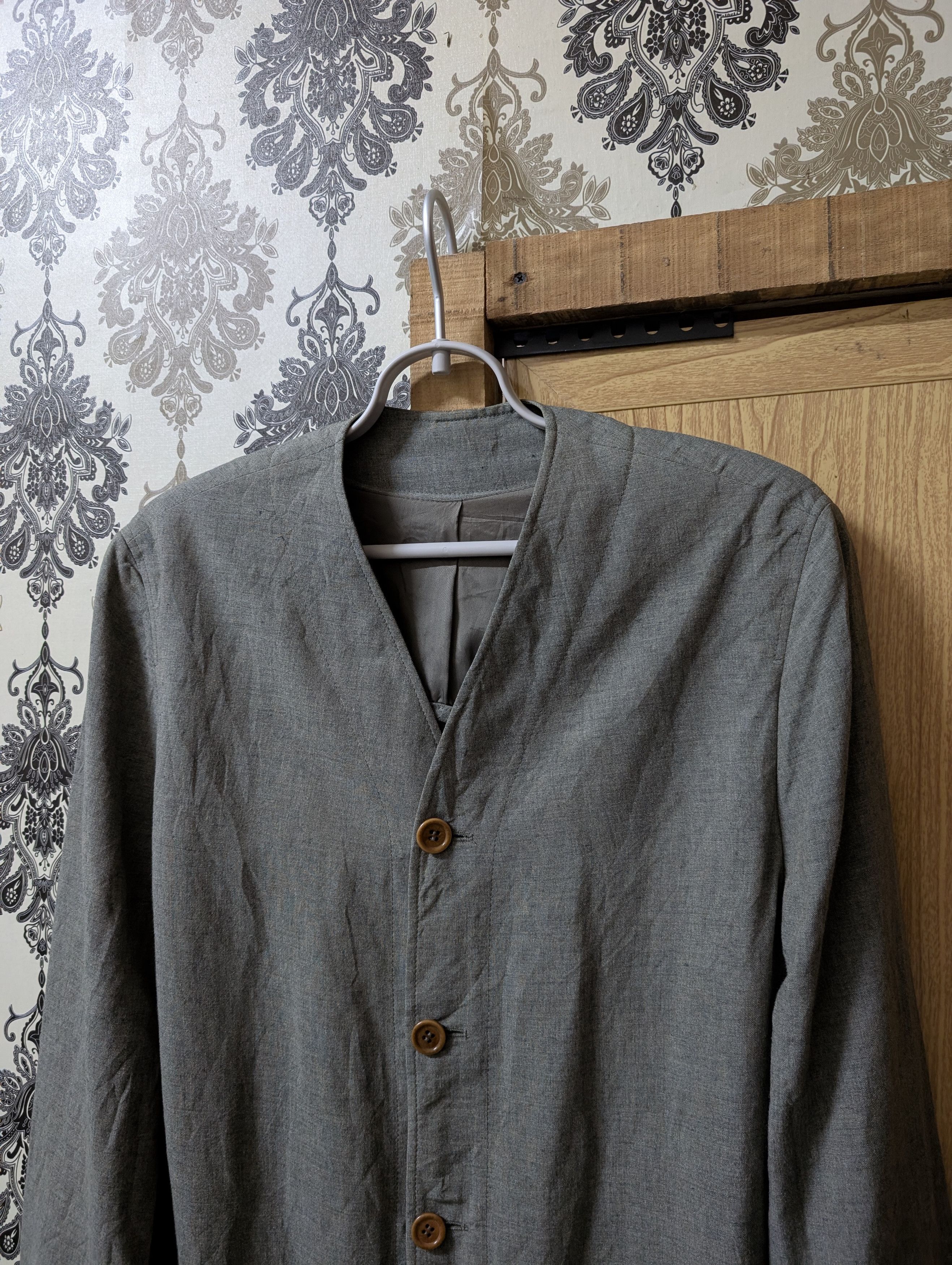 Adolfo Dominguez Vintage Adolfo Dominguez Collarless Linen Rustic Chore Coat Size US S / EU 44-46 / 1 - 4 Thumbnail