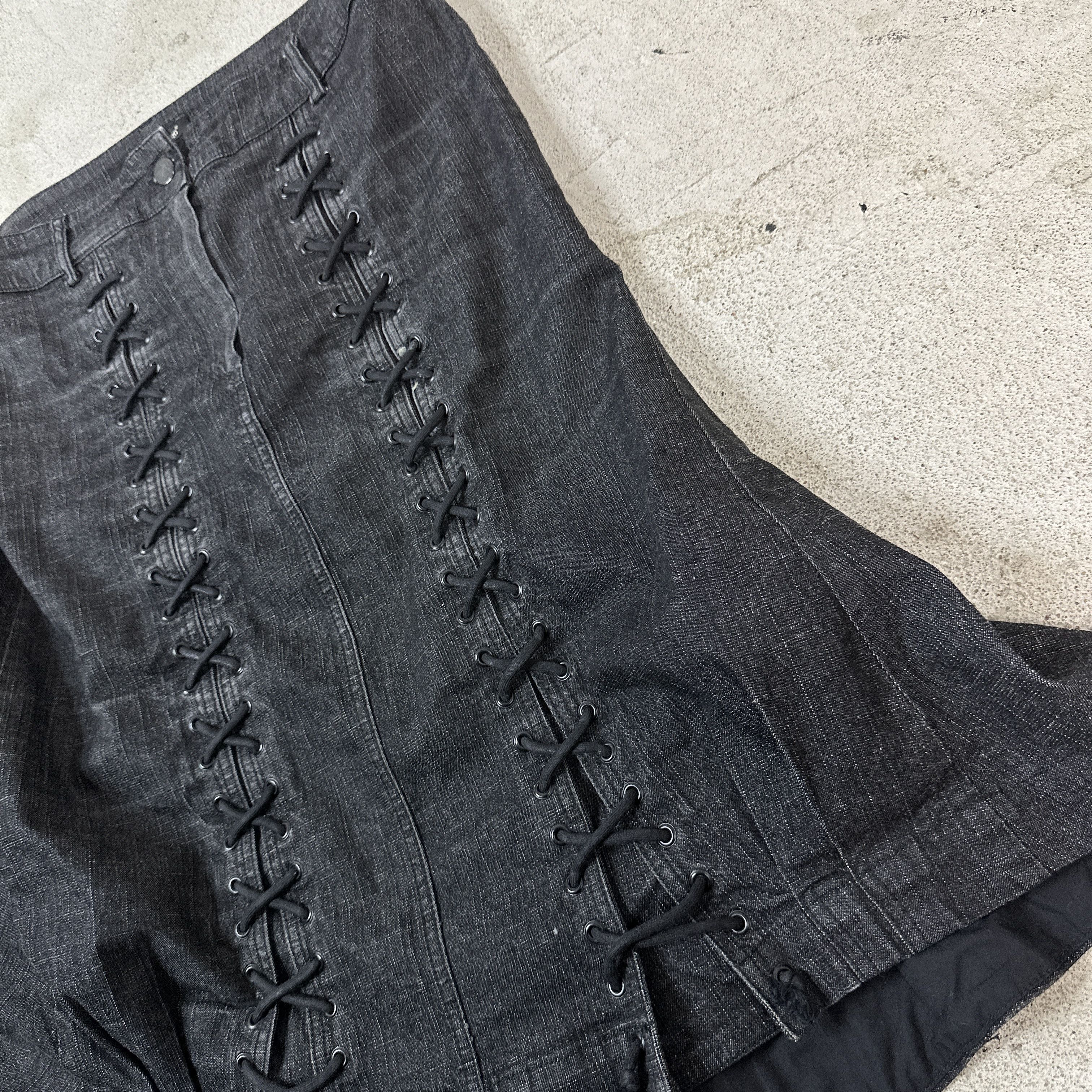 Vintage Isabel de Pedro Corset Lacing Denim Skirt Size 28" / US 6 / IT 42 - 2 Thumbnail