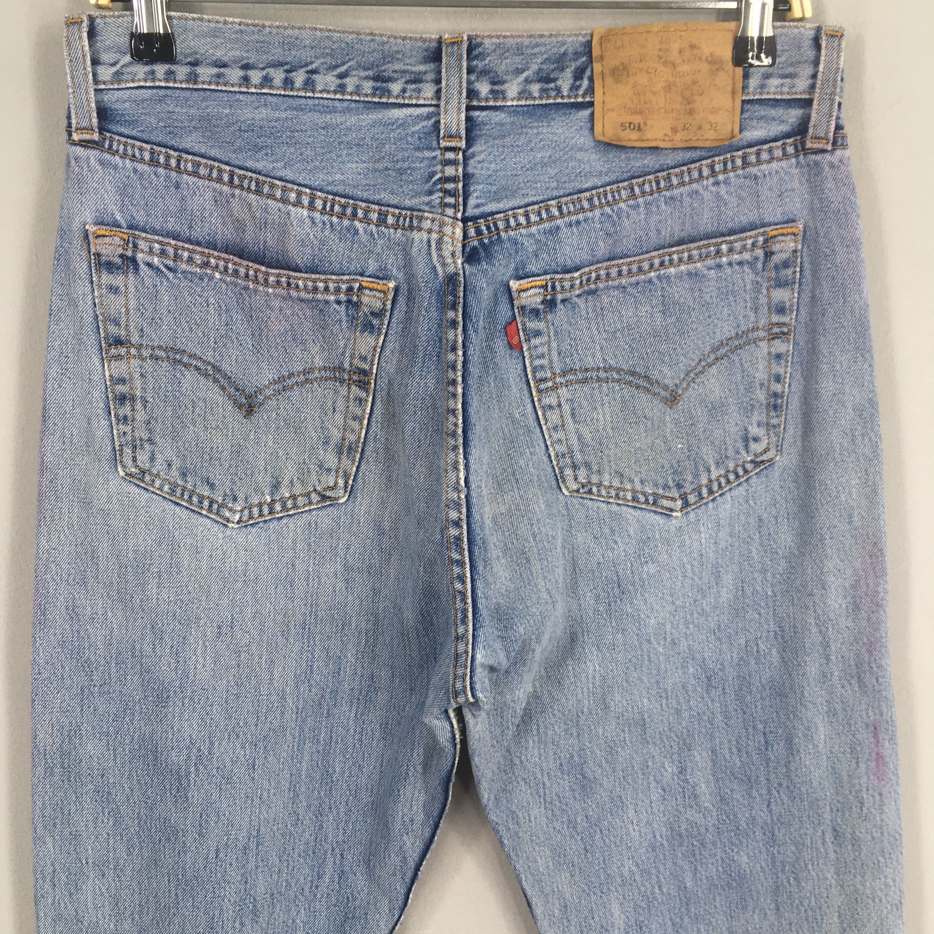 Levi's Size 30x30.5 Vintage 90s Levi's 501 Faded Blue Jeans Size US 30 / EU 46 - 9 Thumbnail