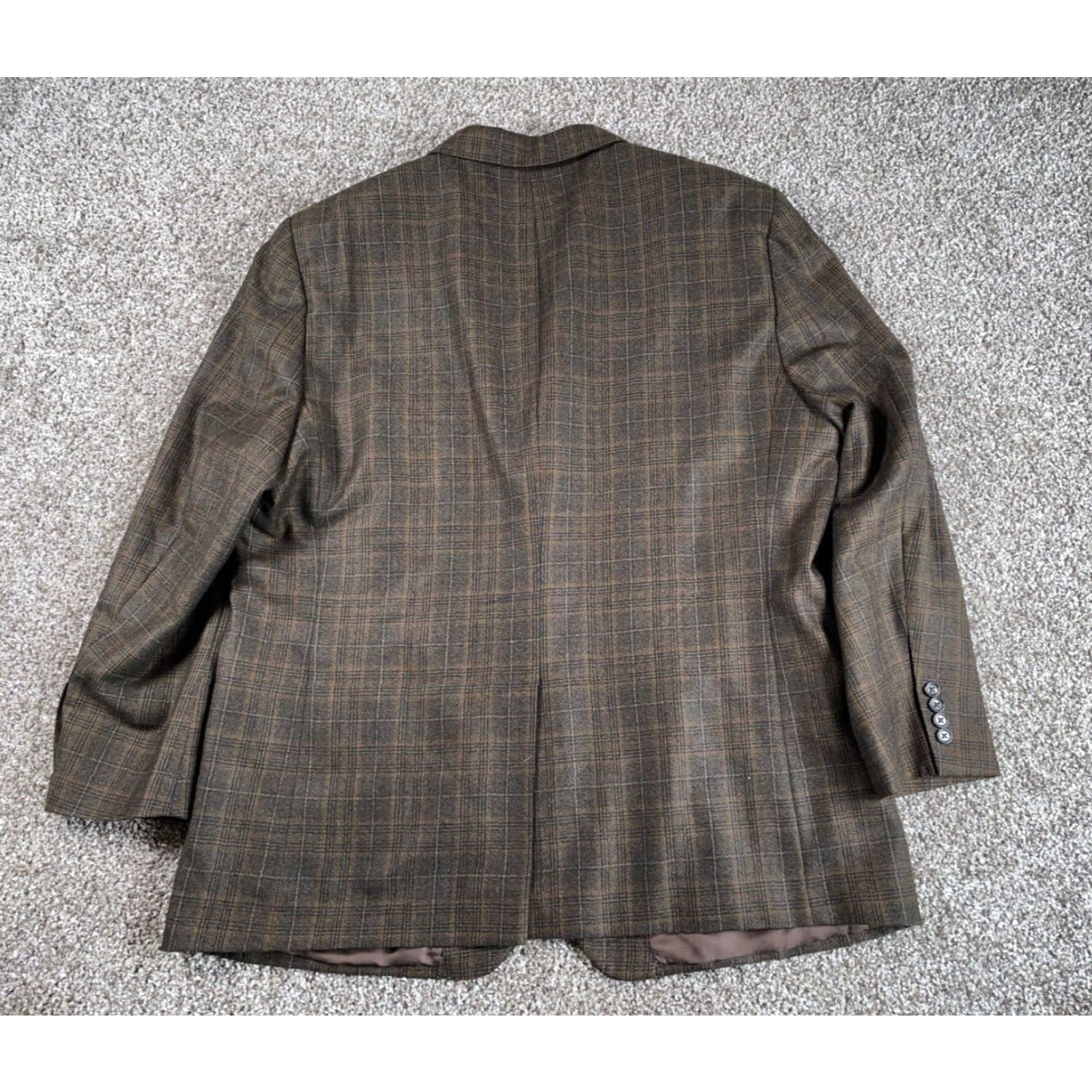 Jos. A. Bank VINTAGE Jos. A. Bank Wool Blazer Men's 50 Regular Brown Glen Check Plaid 2-Button Jacket Size 50R - 3 Thumbnail