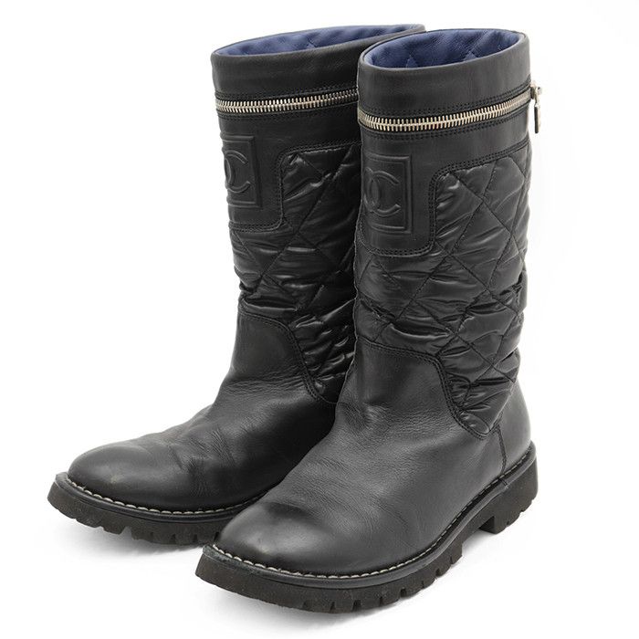 Chanel Chanel Chanel Leather Quilted Boots Leather Shoes G26537 DUTY FREE for USA Size ONE SIZE - 1 Thumbnail