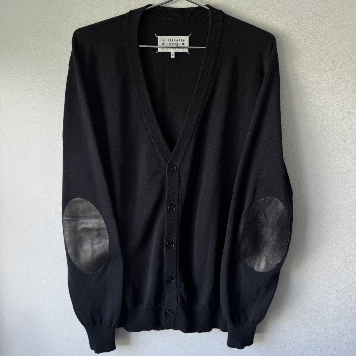 Maison Margiela SS2015 Maison Martin Margiela Navy Knit Elbow Patch Cardigan Size US XL / EU 56 / 4 - 1 Thumbnail