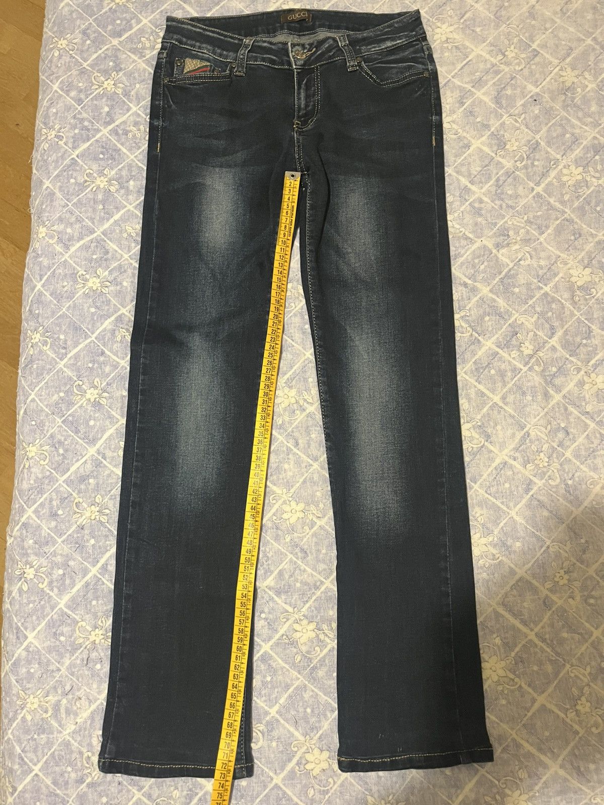 Gucci Gucci Blue Denim Slim-Fit Jeans Signature IT & Leather Detal Size 26" / US 2 / IT 38 - 13 Thumbnail