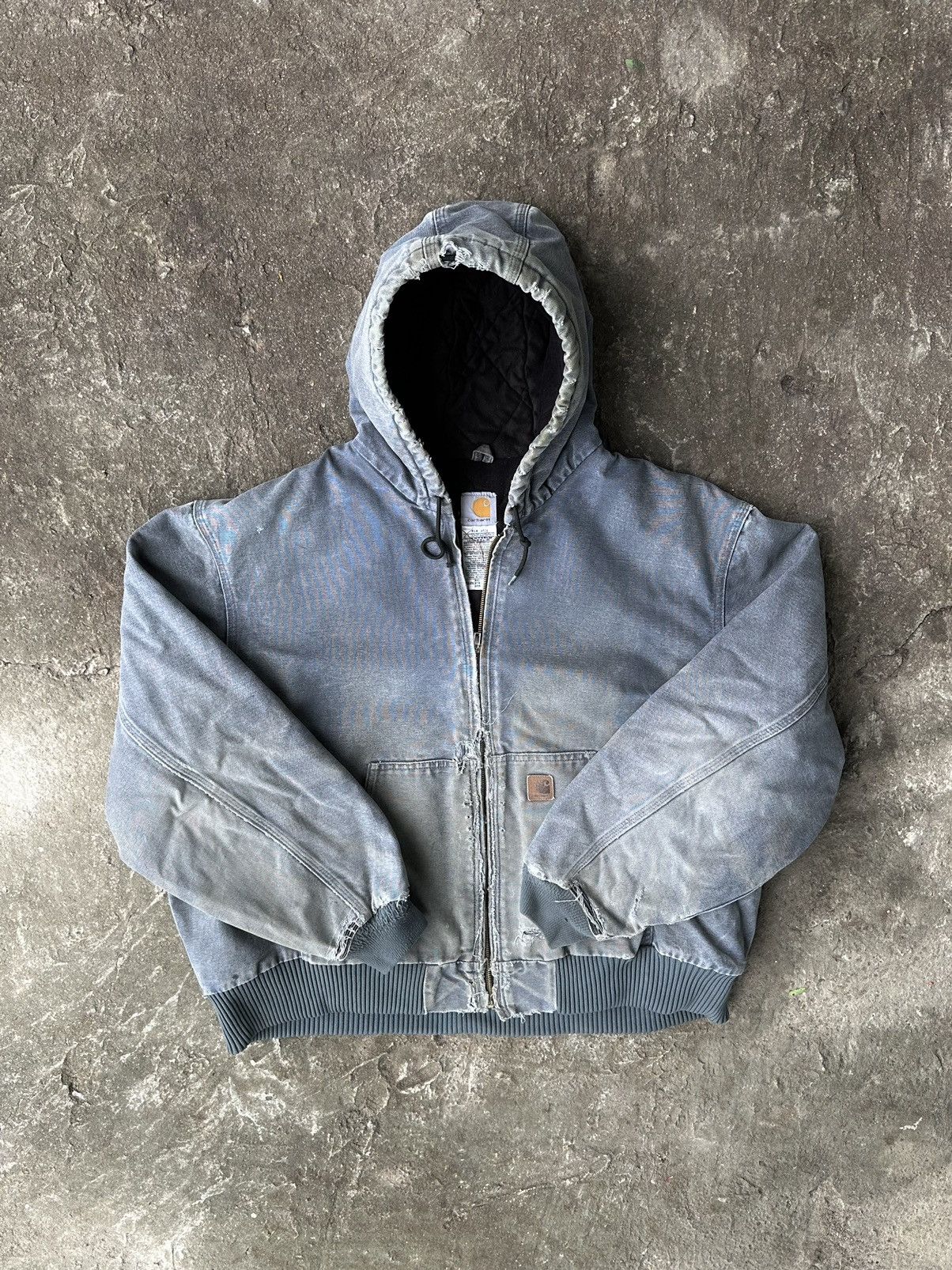 Carhartt Crazy Vintage Faded Carhartt Hooded Jacket J130 Blue/Grey Size US XXL / EU 58 / 5 - 7 Thumbnail