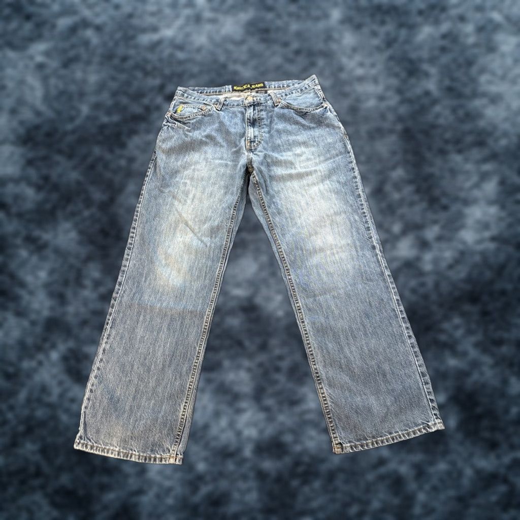 Nautica VINTAGE Nautica Jeans Mens 34x30 Blue Medium Wash Cotton Baggy Wide Y2K Jeans Men Size US 34 / EU 50 - 1 Thumbnail