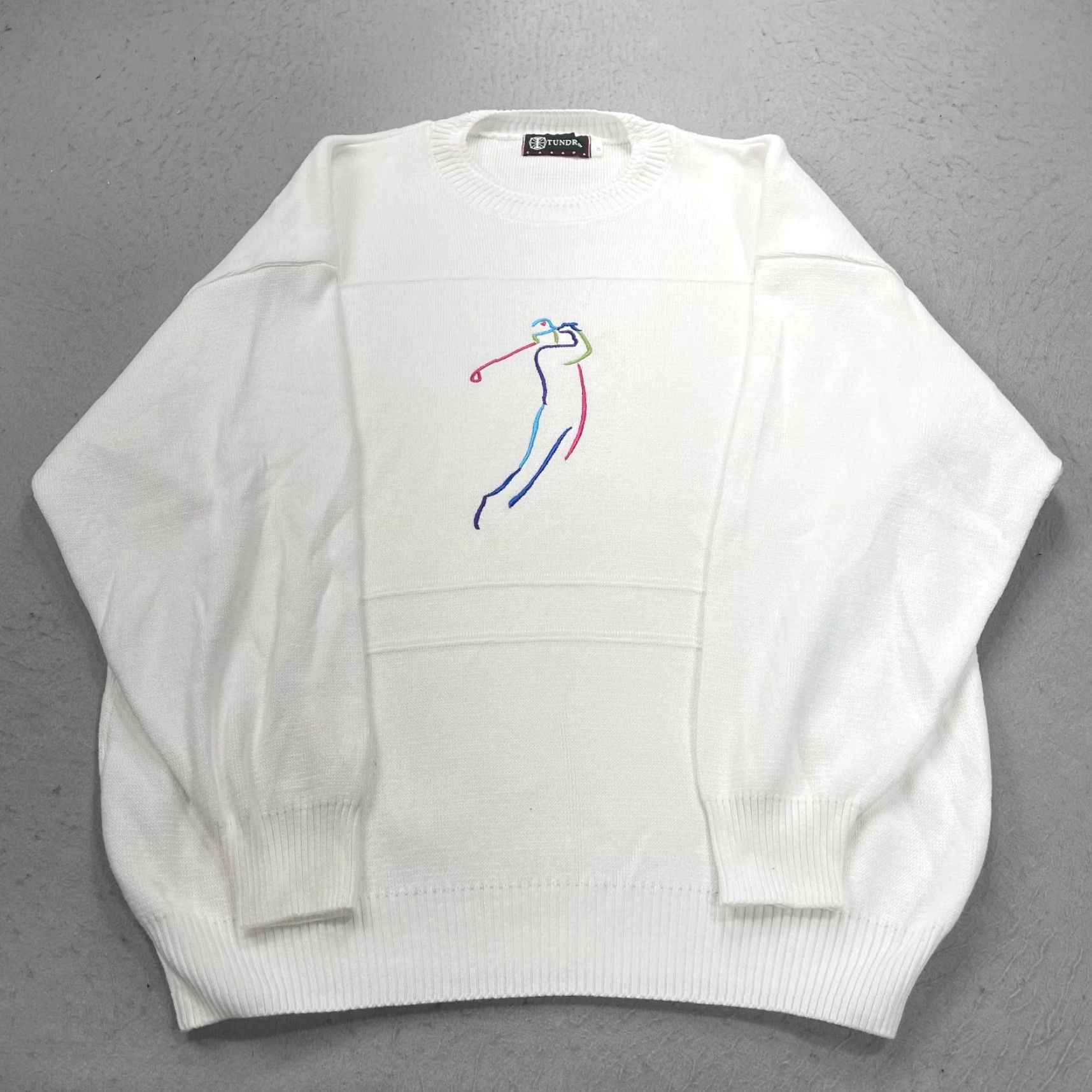 Vintage VINTAGE Tundra Golf Sweater Mens 2XL White Embroidered Crewneck 90s Knit Pullover Shirt Size US XXL / EU 58 / 5 - 2 Thumbnail