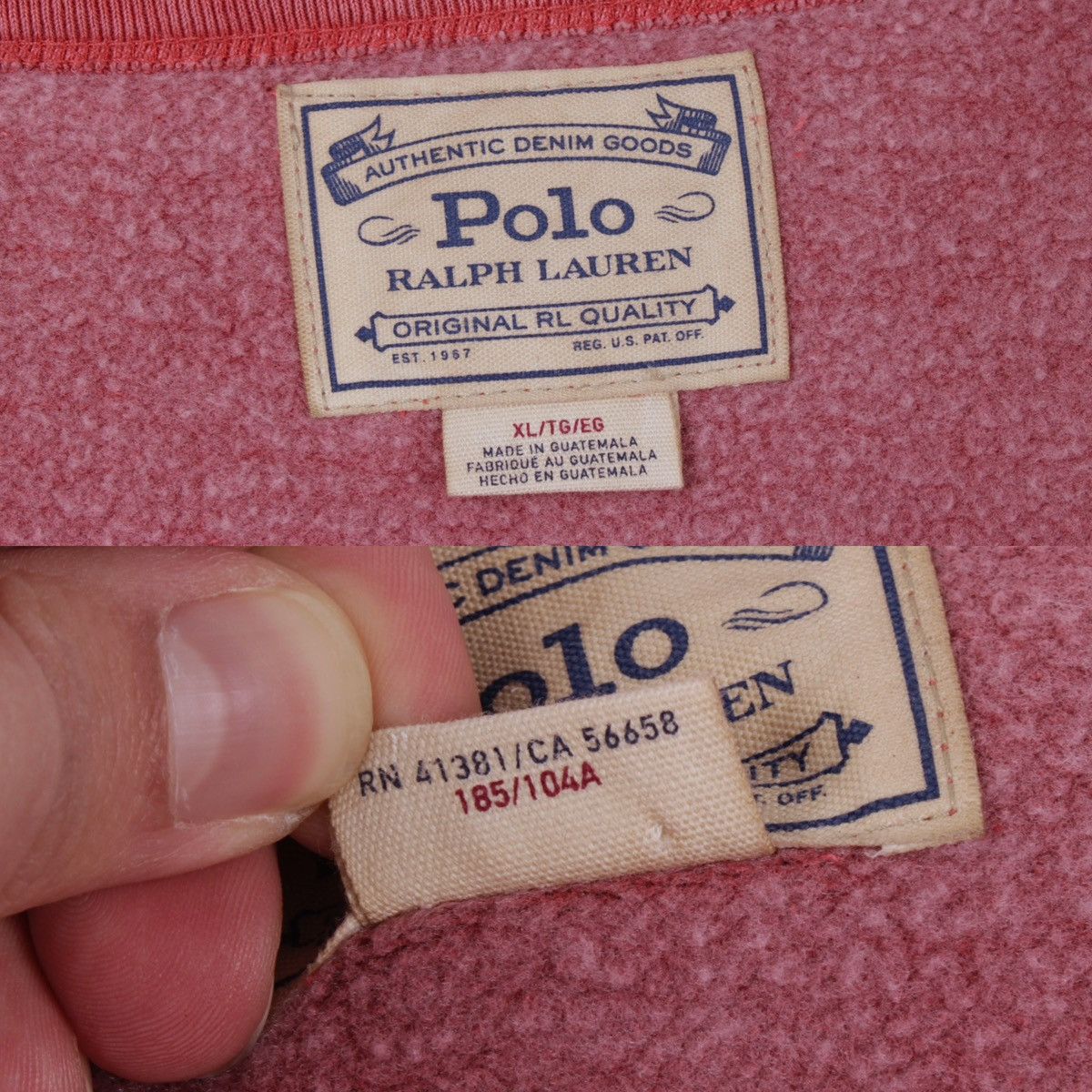 Polo Ralph Lauren × Ralph Lauren POLO Ralph Lauren Washed Red Garment Dyed Fleece Sweatshirt Size US XL / EU 56 / 4 - 18 Thumbnail