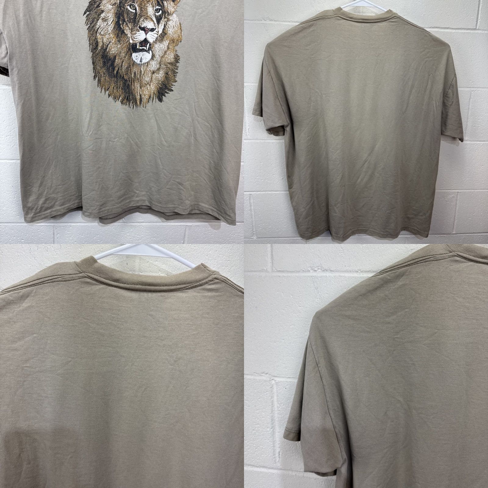 Jerzees VINTAGE JERZEES Big Face Lion 90s Graphic T Shirt USA Beige 3XL Men Shirt Size US XXL / EU 58 / 5 - 8 Thumbnail