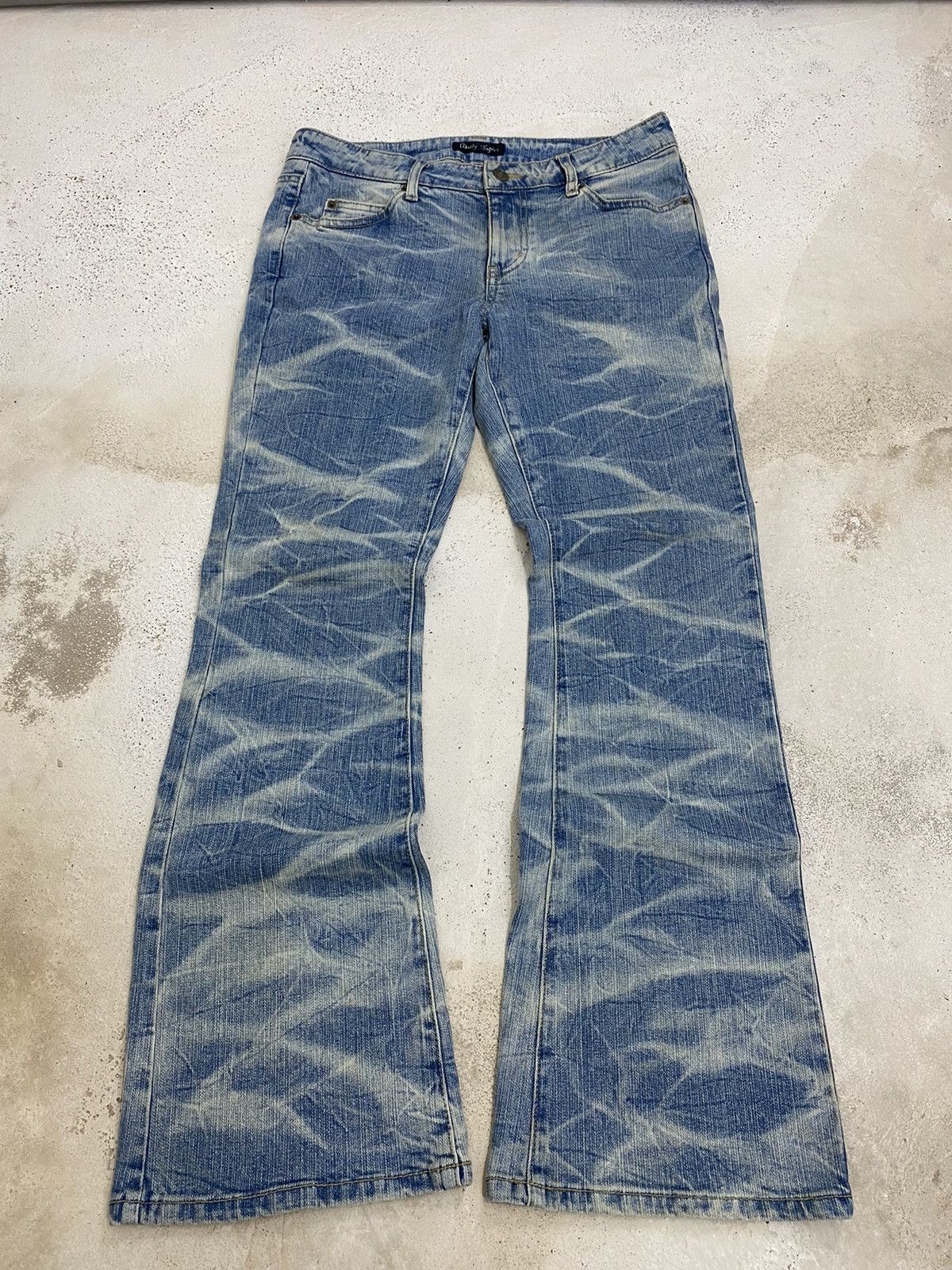 If Six Was Nine × Le Grande Bleu (L.G.B.) × Tornado Mart Retro Flare Daily Topics Unique Tie Dye Wash Effect Sparkli Size US 31 - 2 Thumbnail
