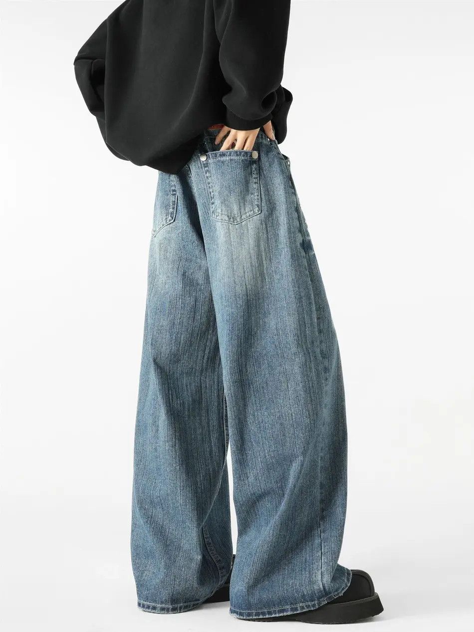 Japanese Brand Retro straight leg wide leg lightning jeans Size US 32 / EU 48 - 3 Thumbnail