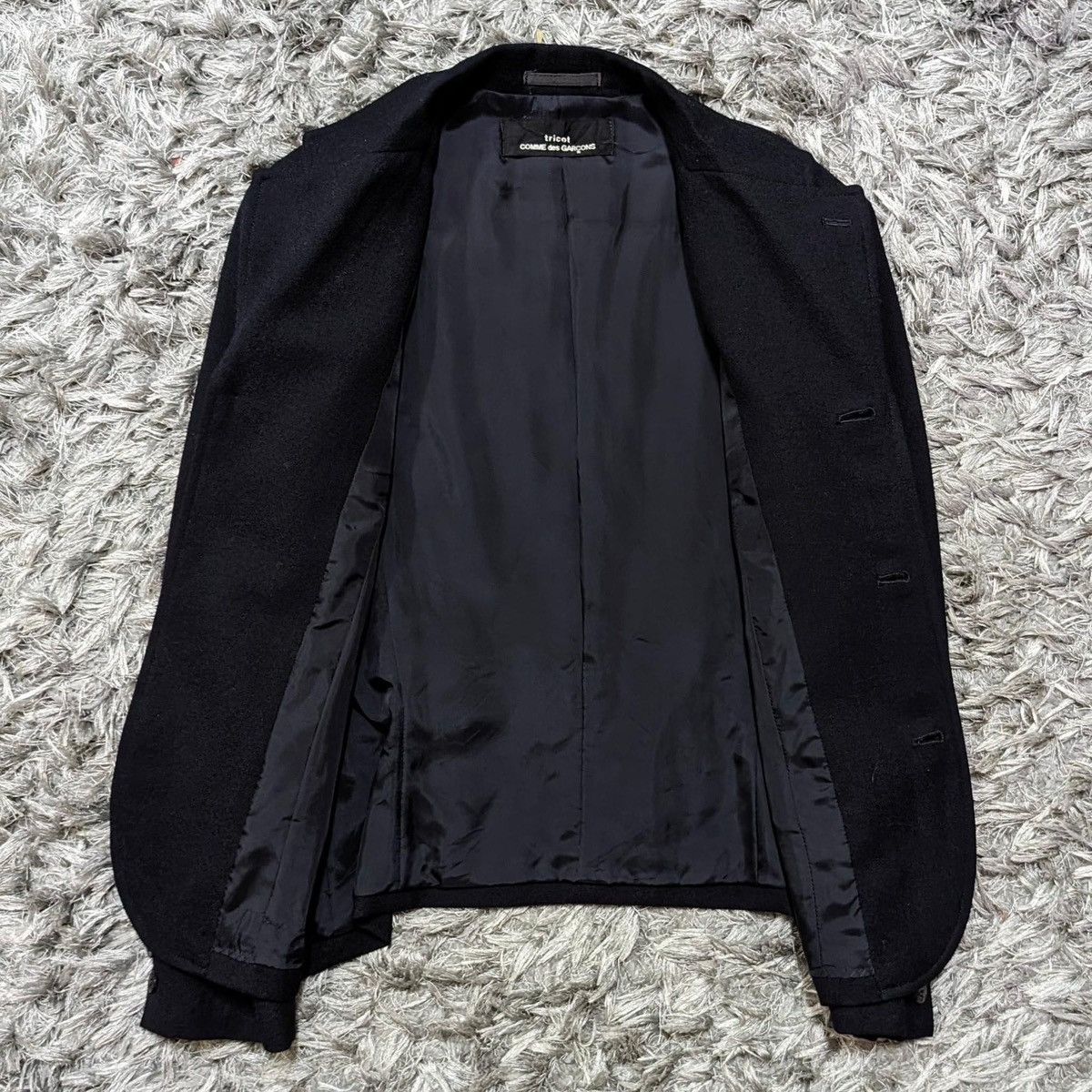 Comme des Garcons × Rei Kawakubo × Vintage 🔥Vintage AD1990 CdG TRICOT Wool Nice Design Blazer Size 36R - 4 Thumbnail